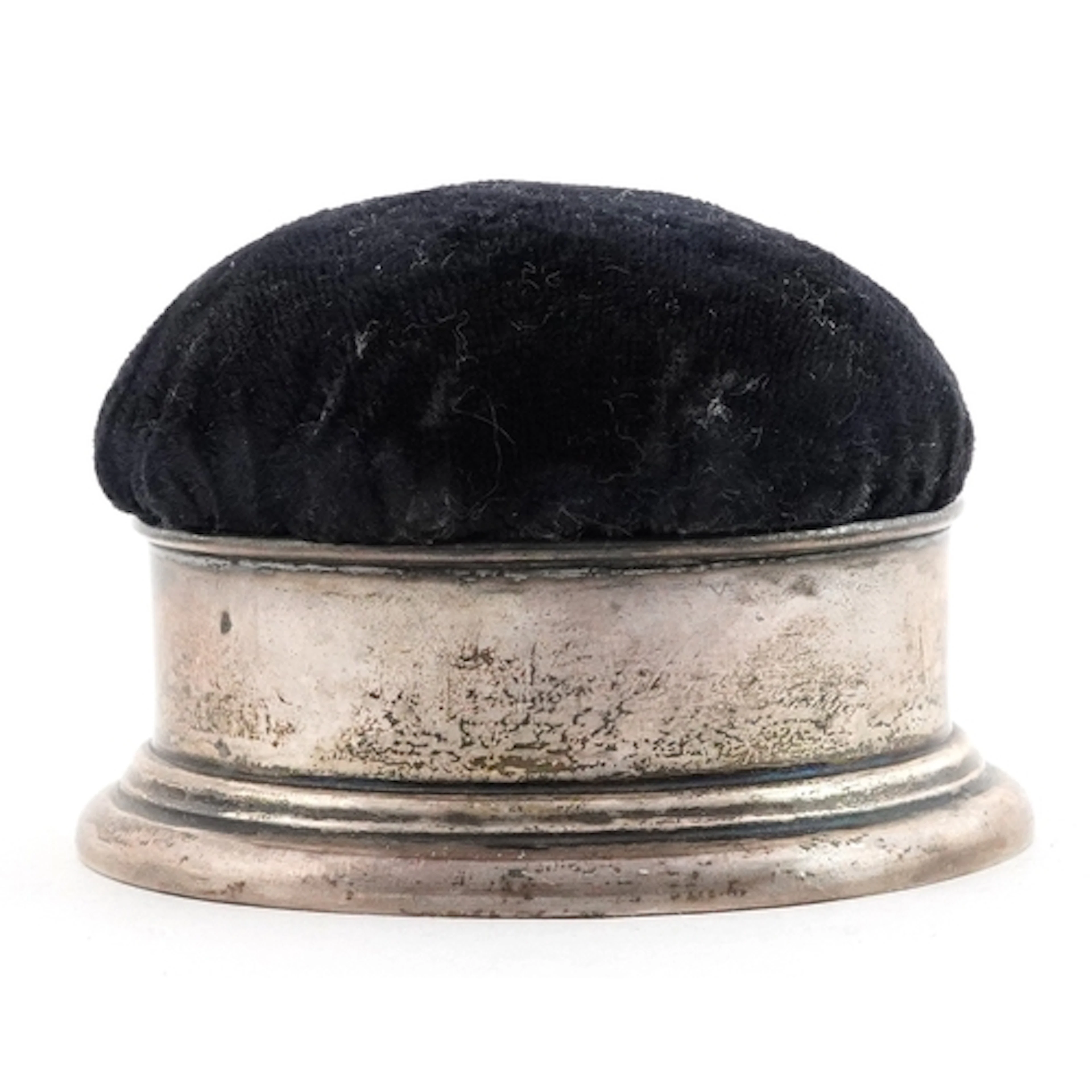 Early 20th century circular silver pin cushion jewel box, Bi...
