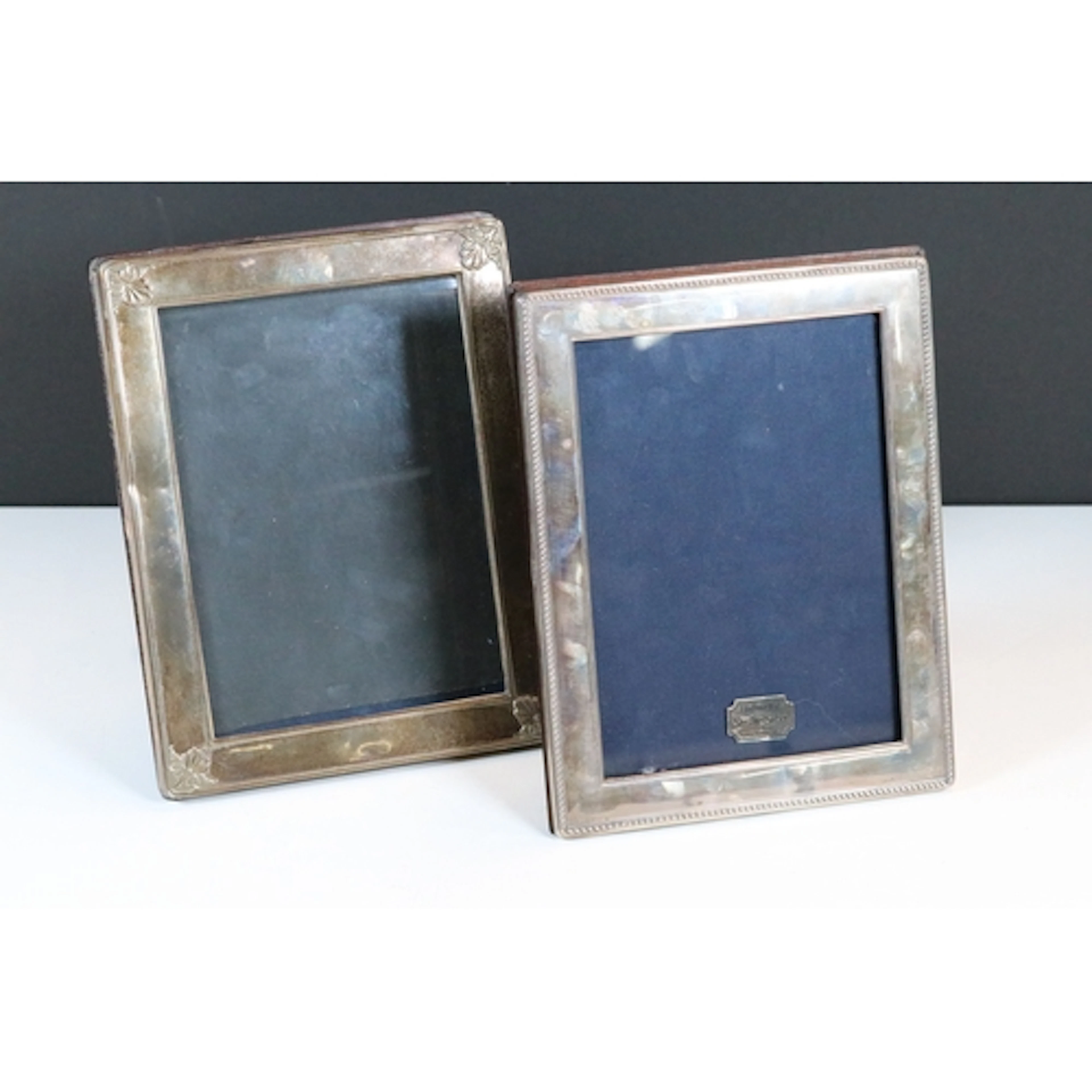 Rectangular silver photograph frame with gadrooned border, S...