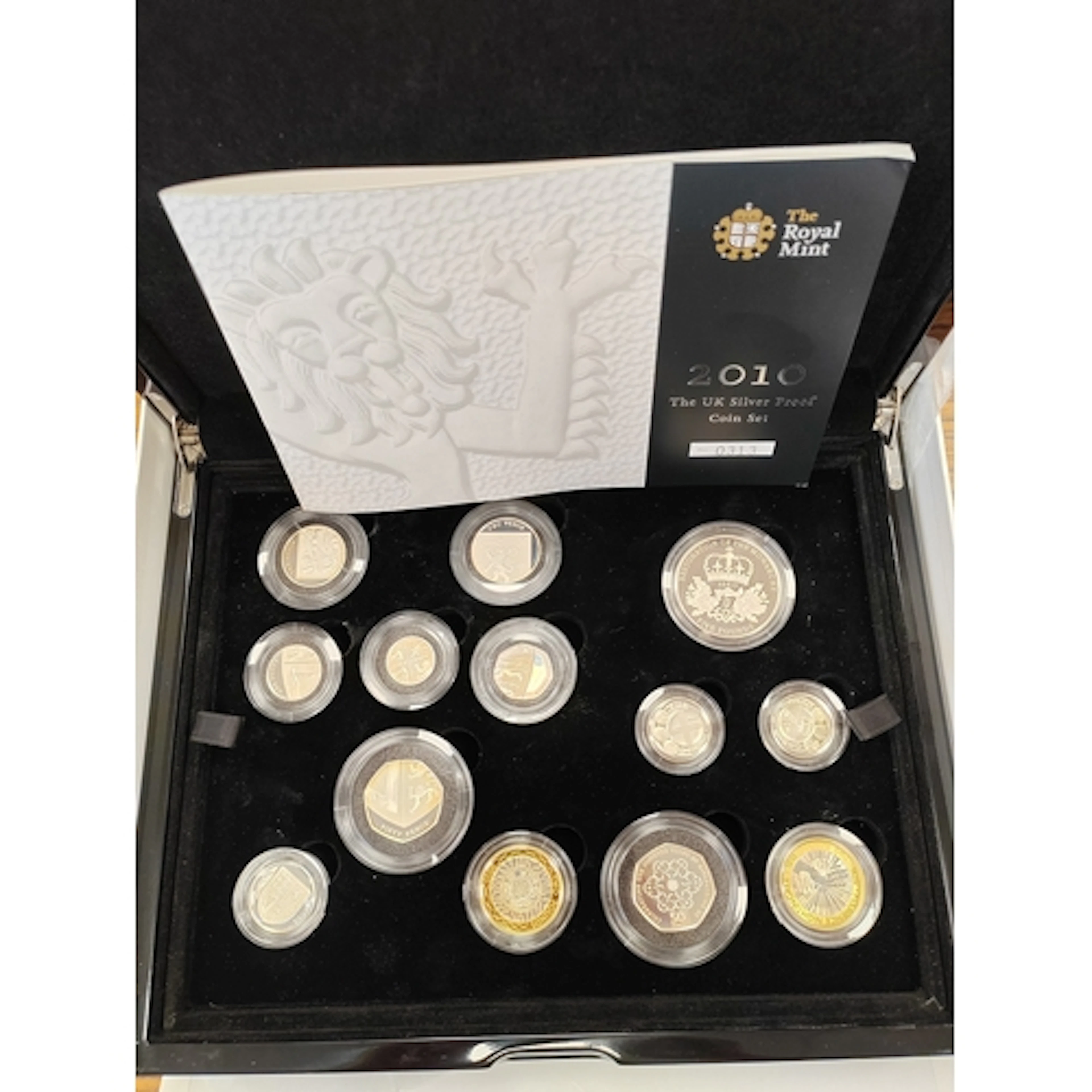 2010 cased silver proof set of 13 (£5, £2 (2), £1 (3), 50p (...