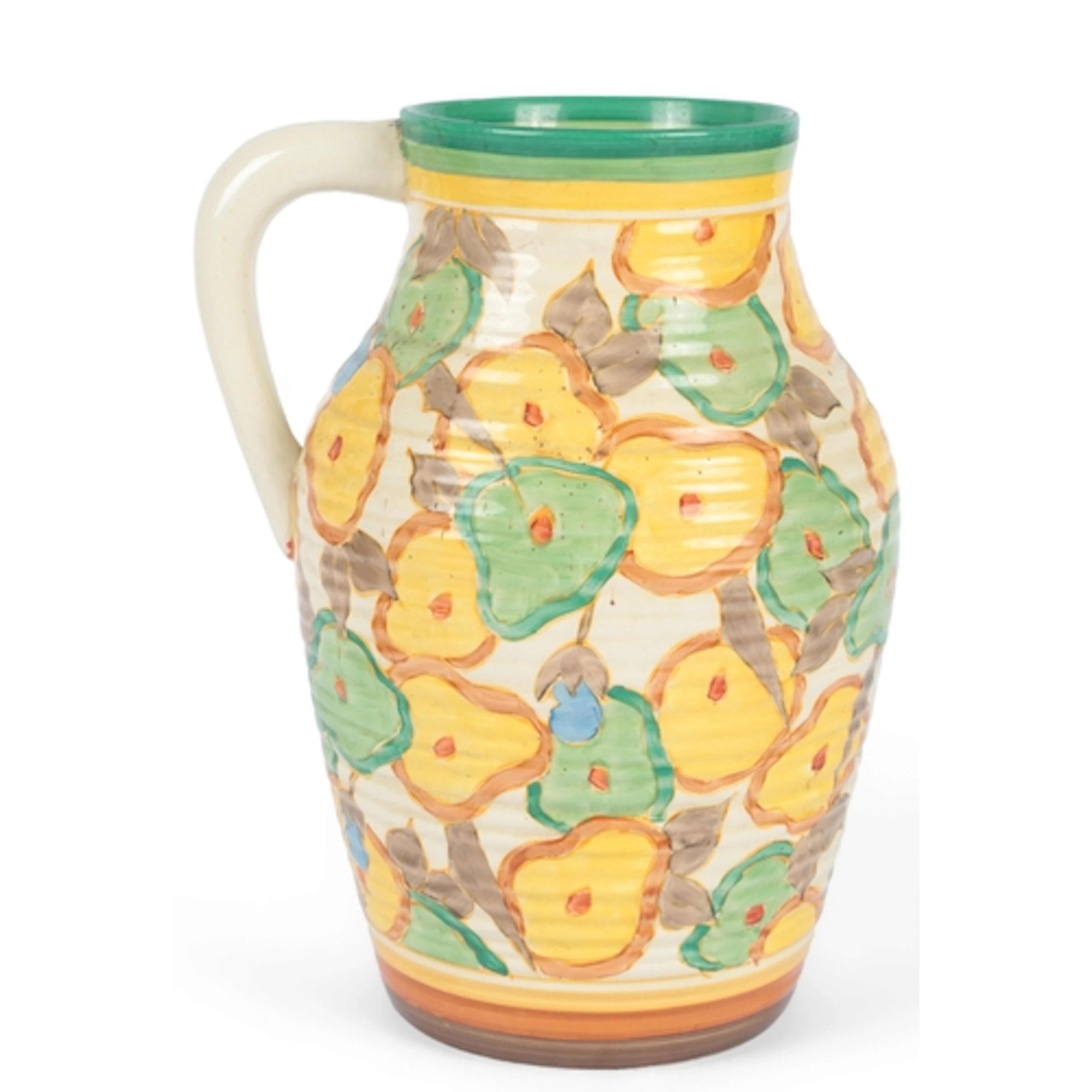 Clarice Cliff (1899-1972): A 'Green Chintz' lotus shape jug,...