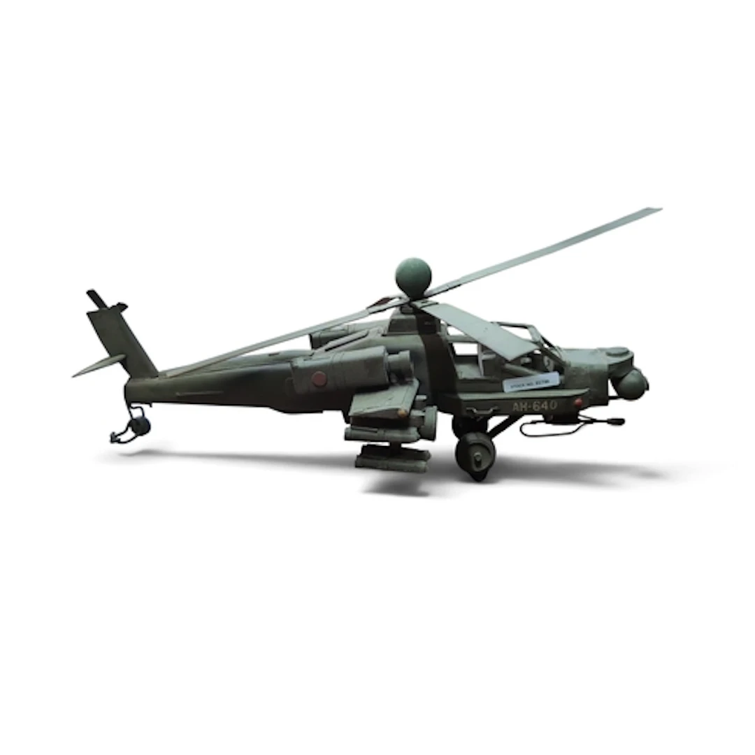 Model attack helicopter in olive-green finish, marked &lsquo...