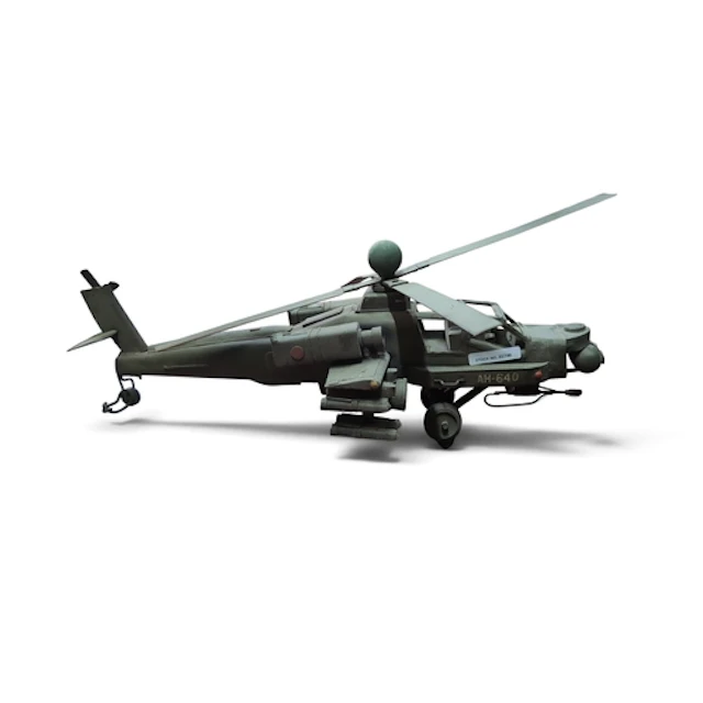 Model attack helicopter in olive-green finish, marked &lsquo...