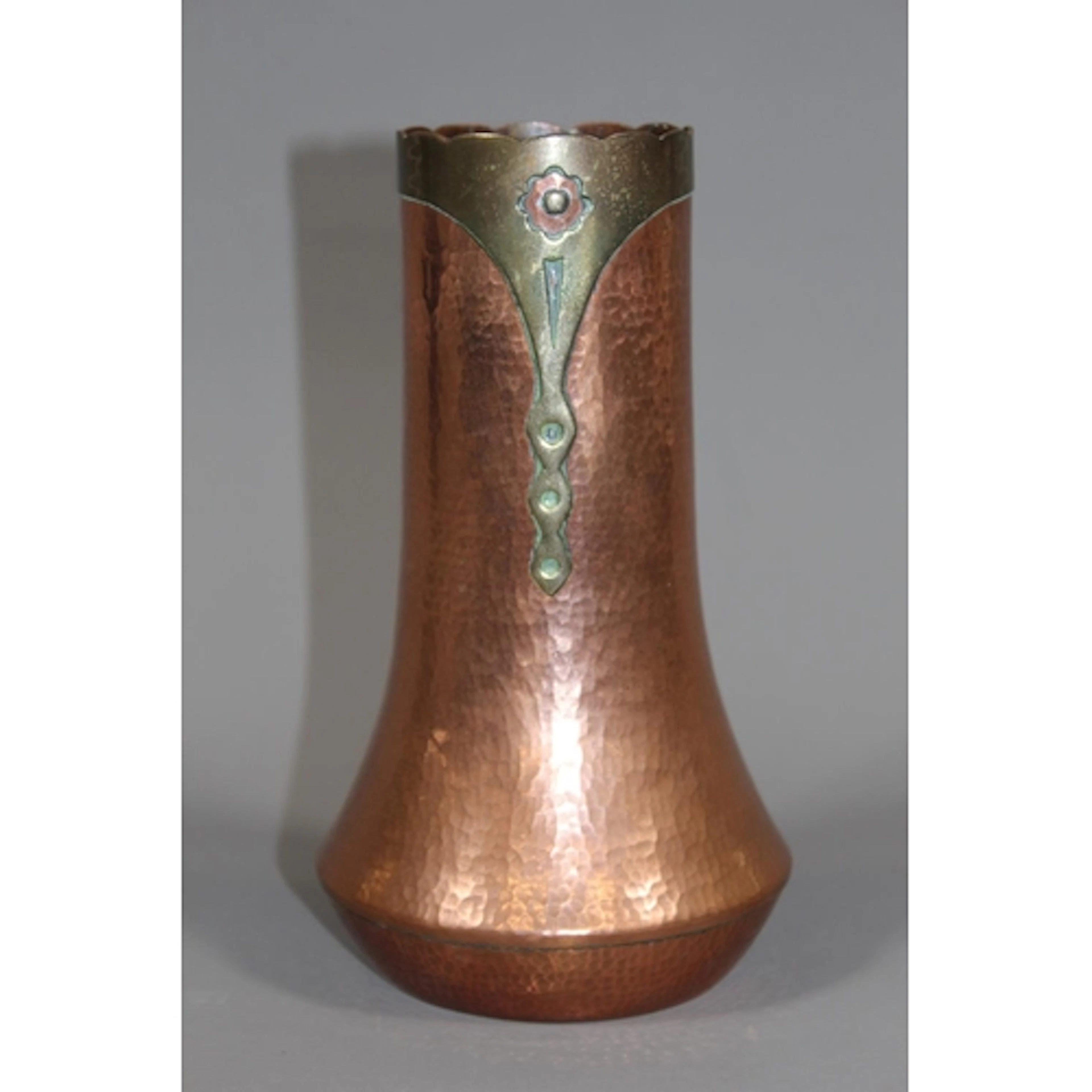 Arts & Crafts hammered copper vase, possibly German Juge...
