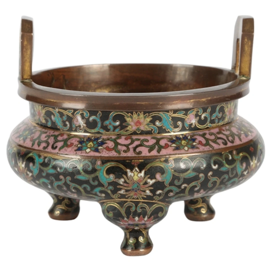 A Chinese cloisonné enamel tripod censer, ding, 19th century...