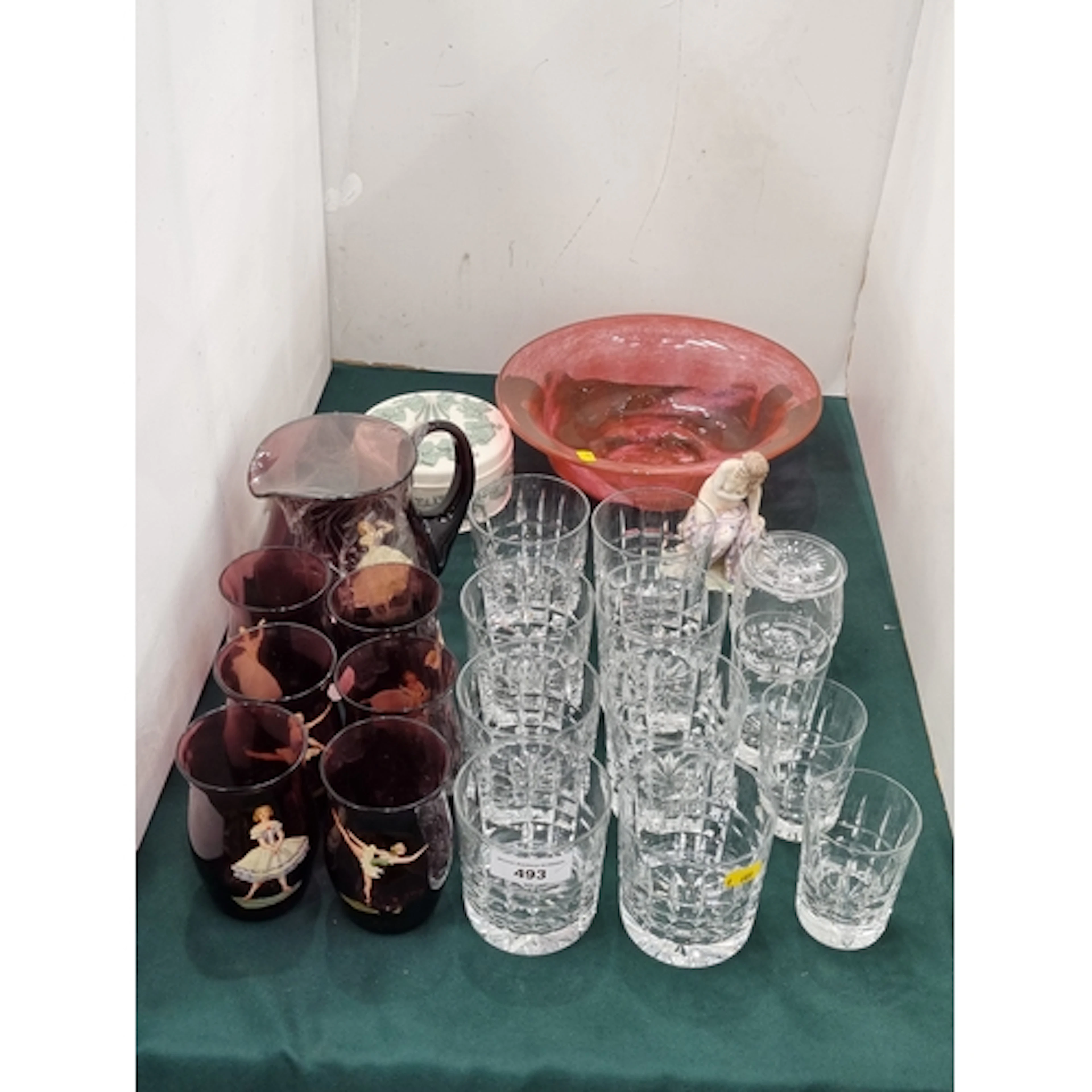 A quantity of cut glass Tumblers in two sizes, an amethyst g...