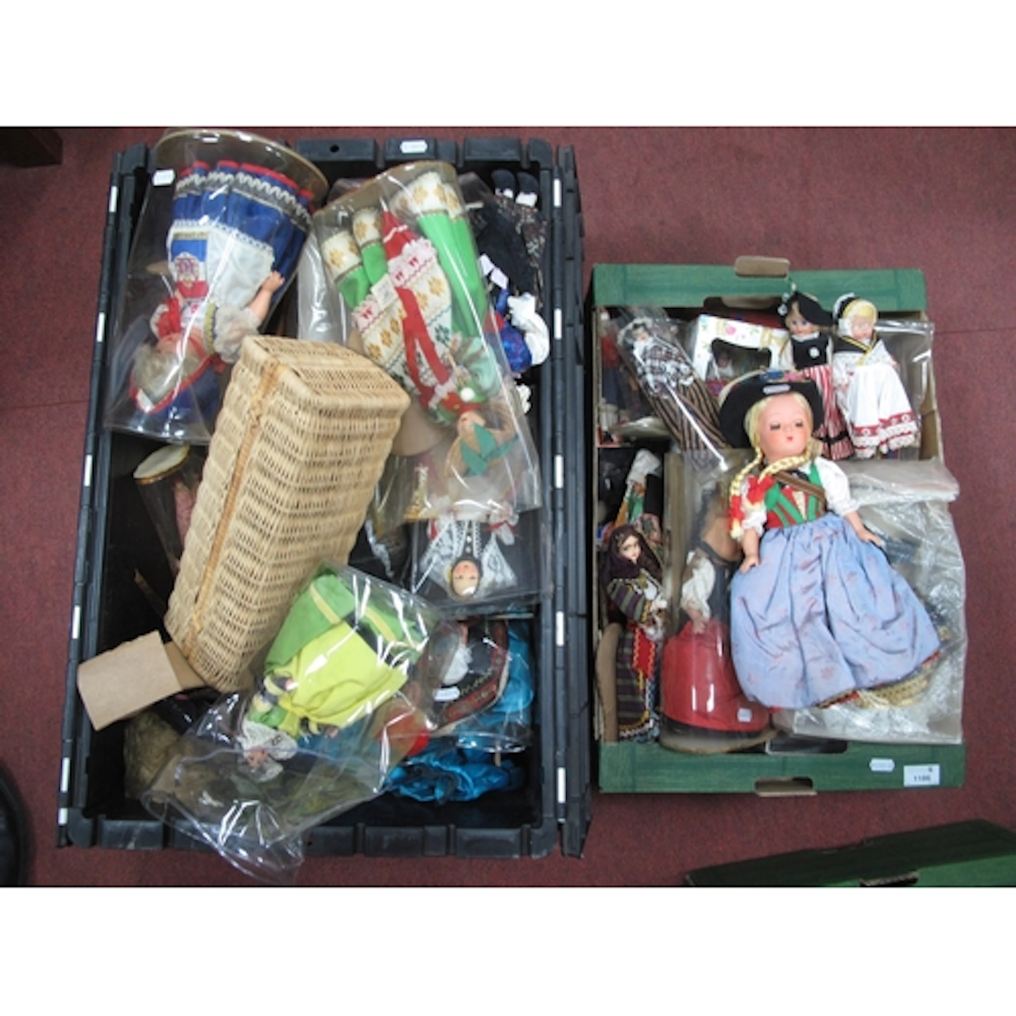 Large collection of regional souvenir costume dolls, example...