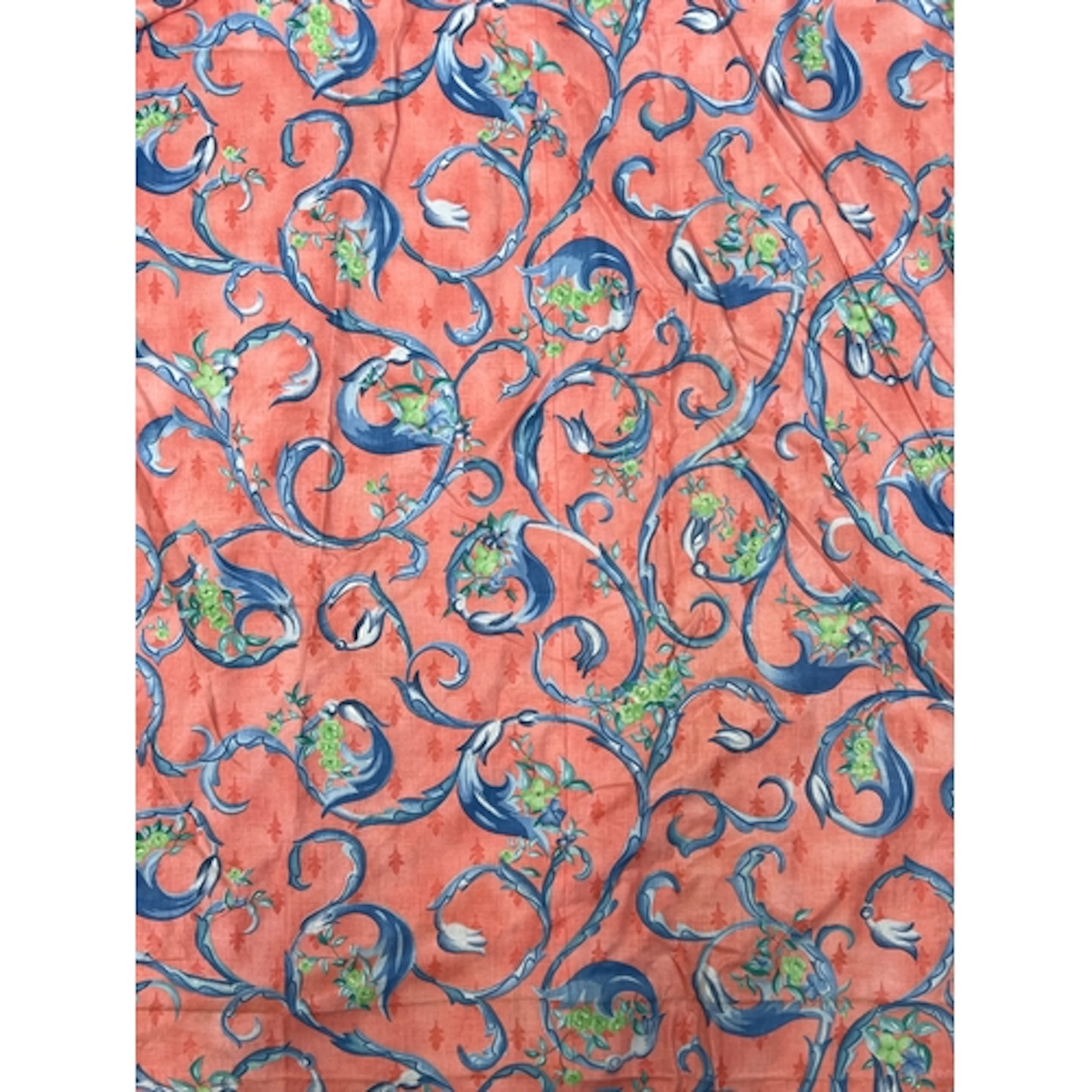 A pair of Designer's Guild coral coloured chintz curtains wi...