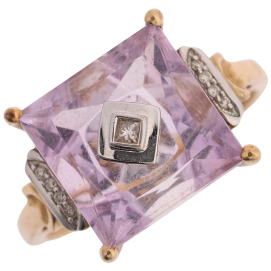 A 9ct gold amethyst and diamond ring, Glenn Lehrer for Gempo...