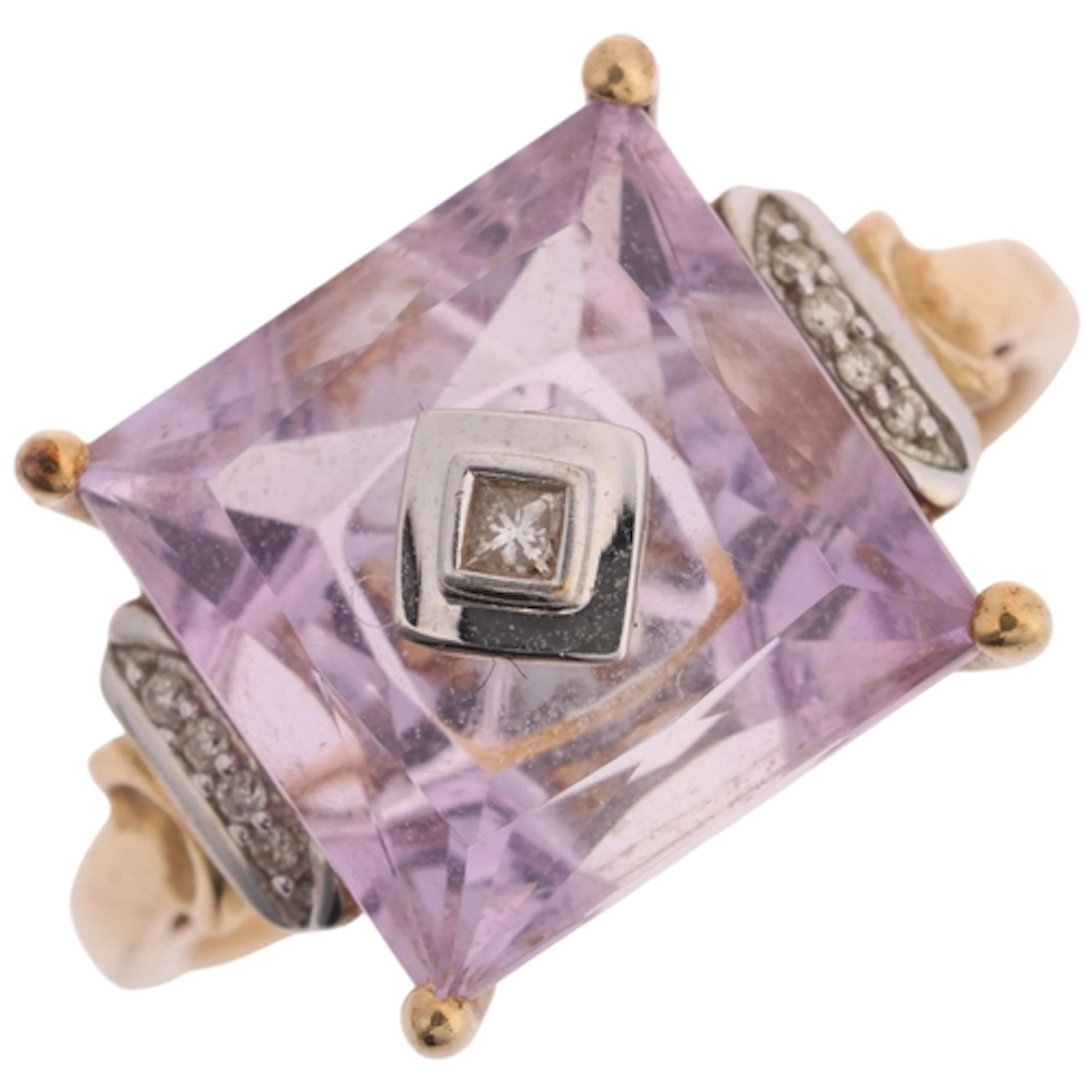 A 9ct gold amethyst and diamond ring, Glenn Lehrer for Gempo...