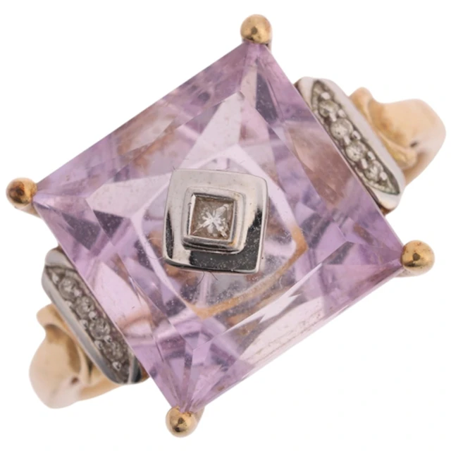 A 9ct gold amethyst and diamond ring, Glenn Lehrer for Gempo...