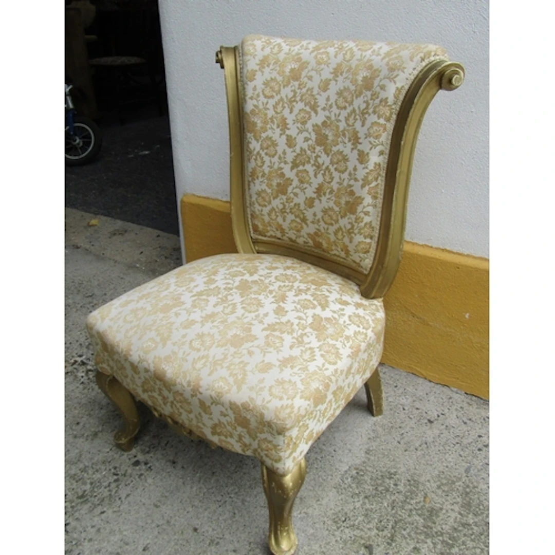 Antique Gilt Decorated Upholstered Side Chair