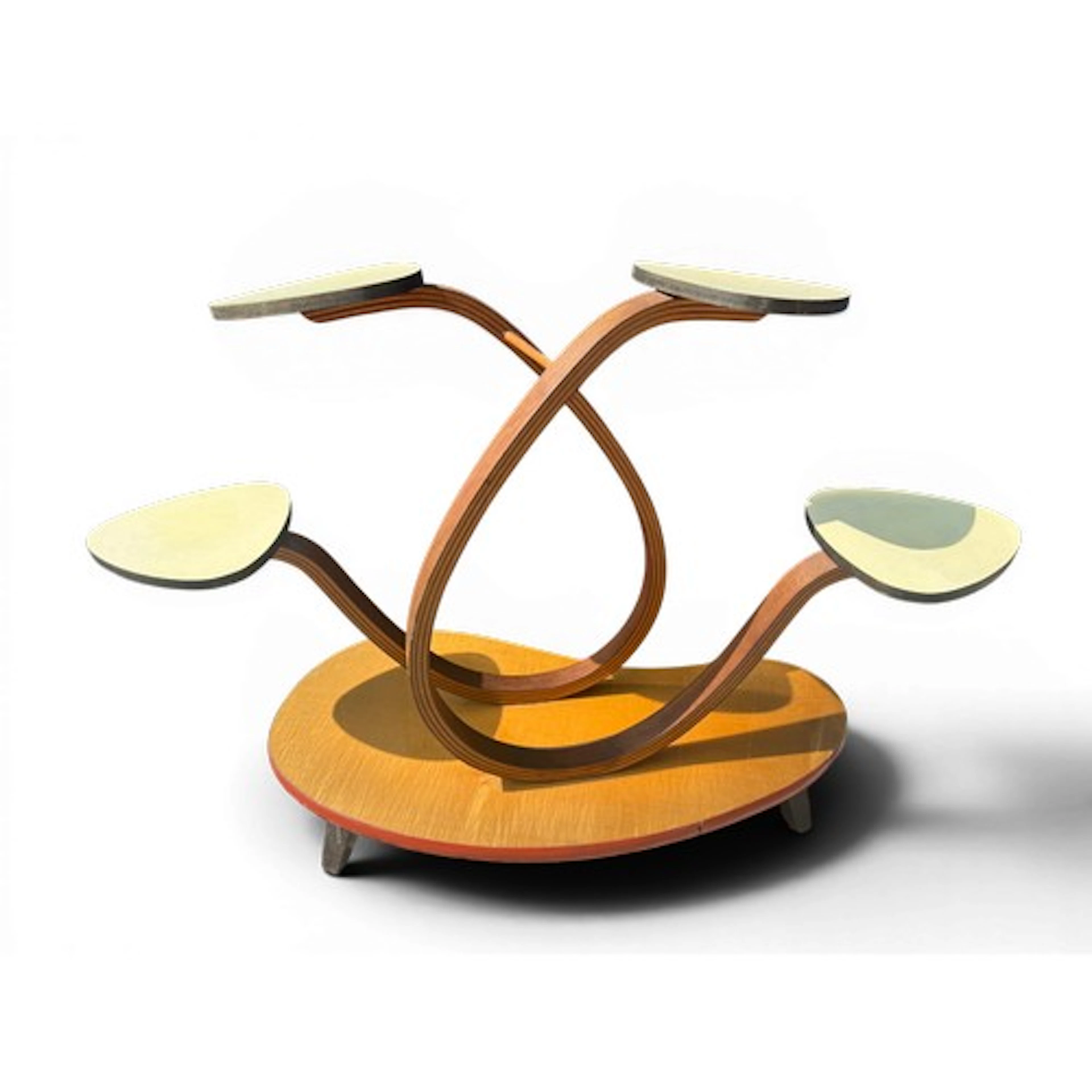 A vintage mid century plant stand with multi tiered wooden s...