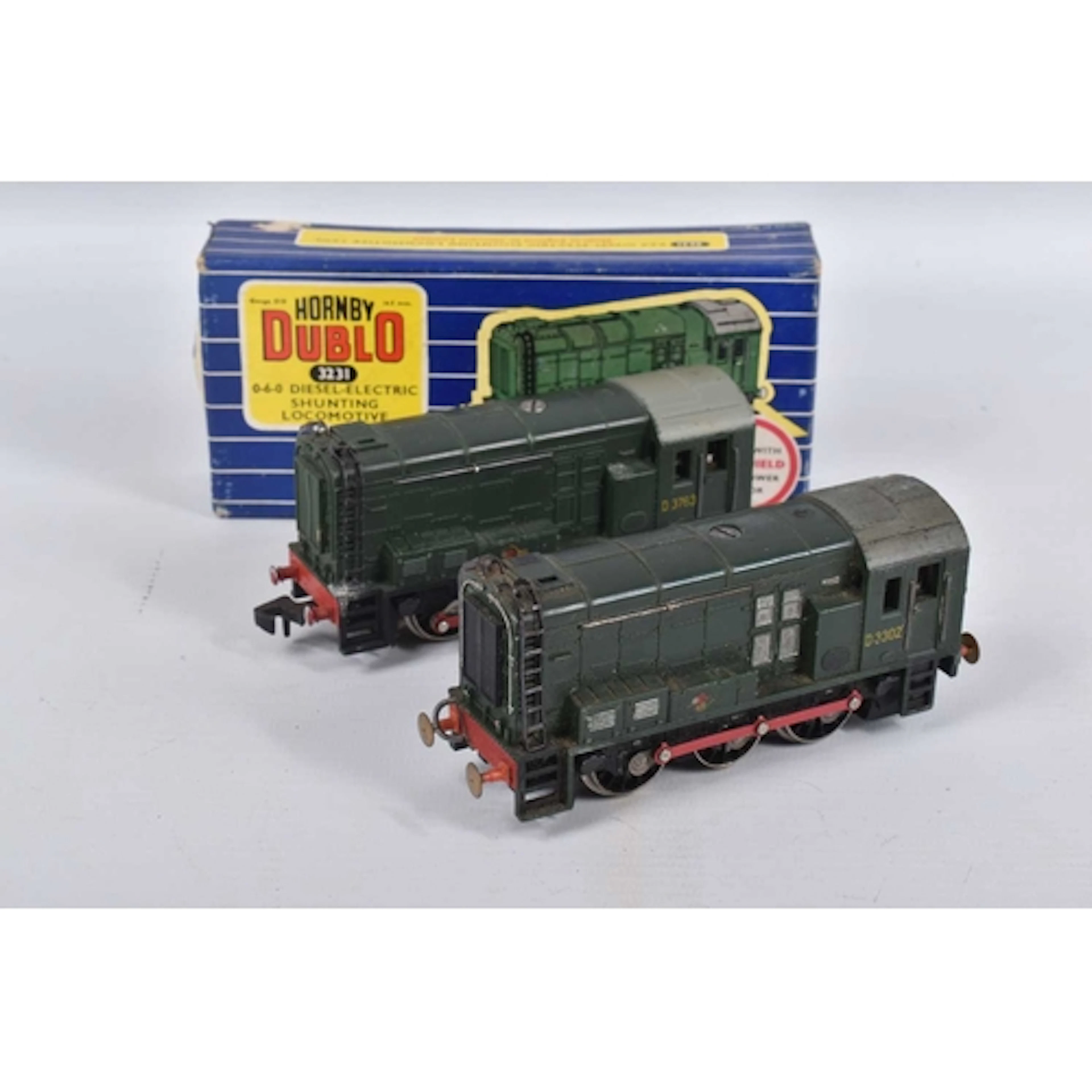 TWO UNBOXED HORNBY DUBLO CLASS 08 SHUNTING LOCOMOTIVES, No.D...