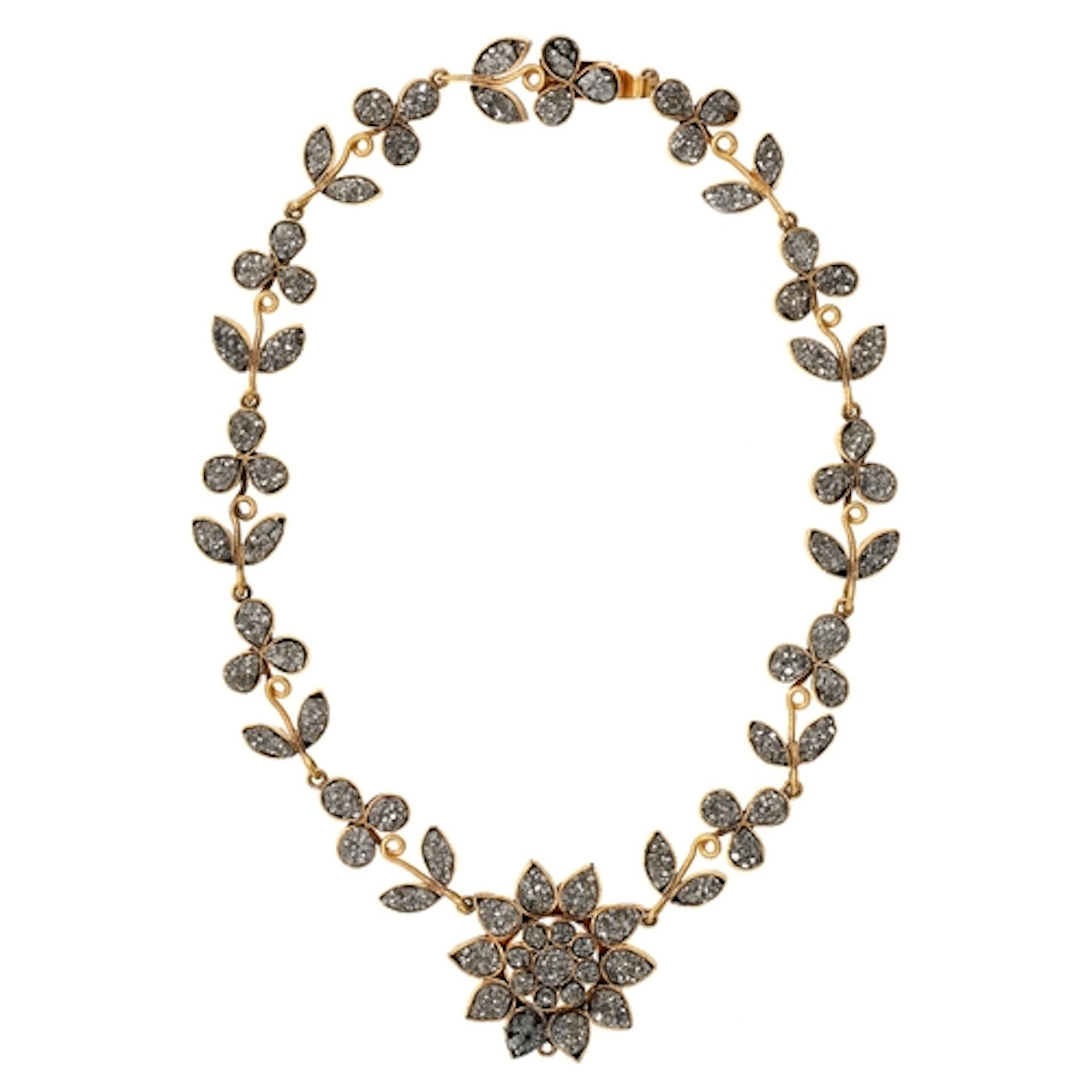 Geology. A mid-Victorian iron pyrite and gilt-metal flowerhe...