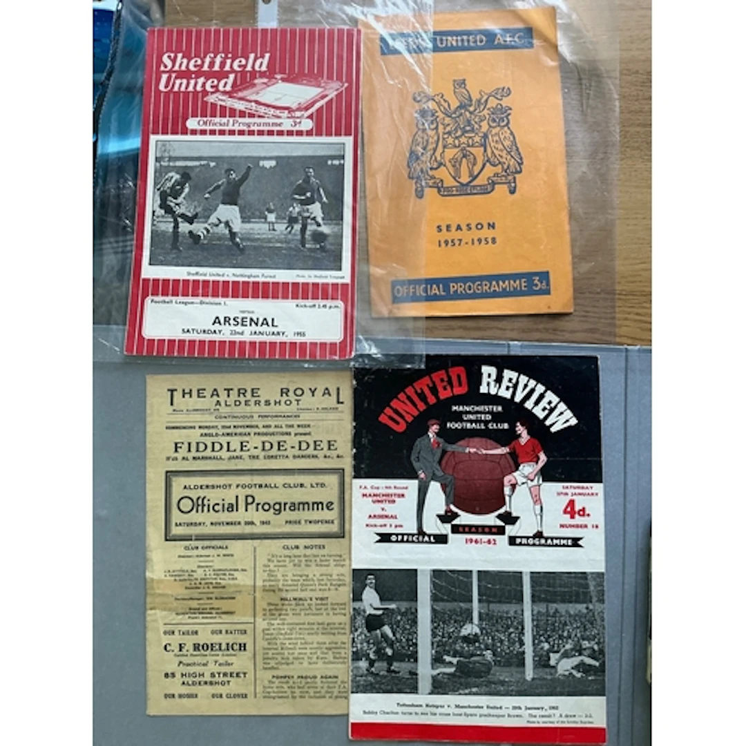 Arsenal Away Postponed Football Programmes: Folder full of p...