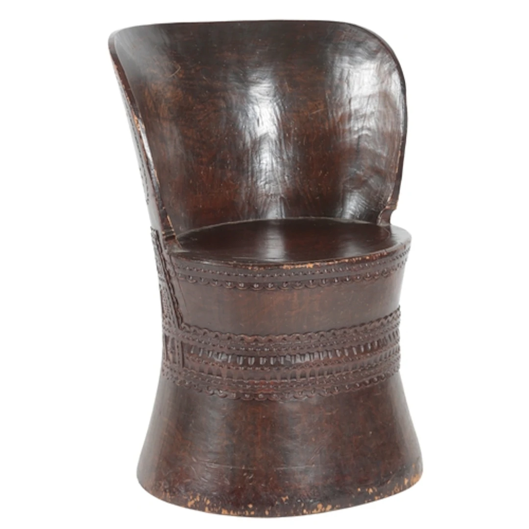 A Norwegian Chestnut Kubbestol (tree stump chair), 19th / ea...