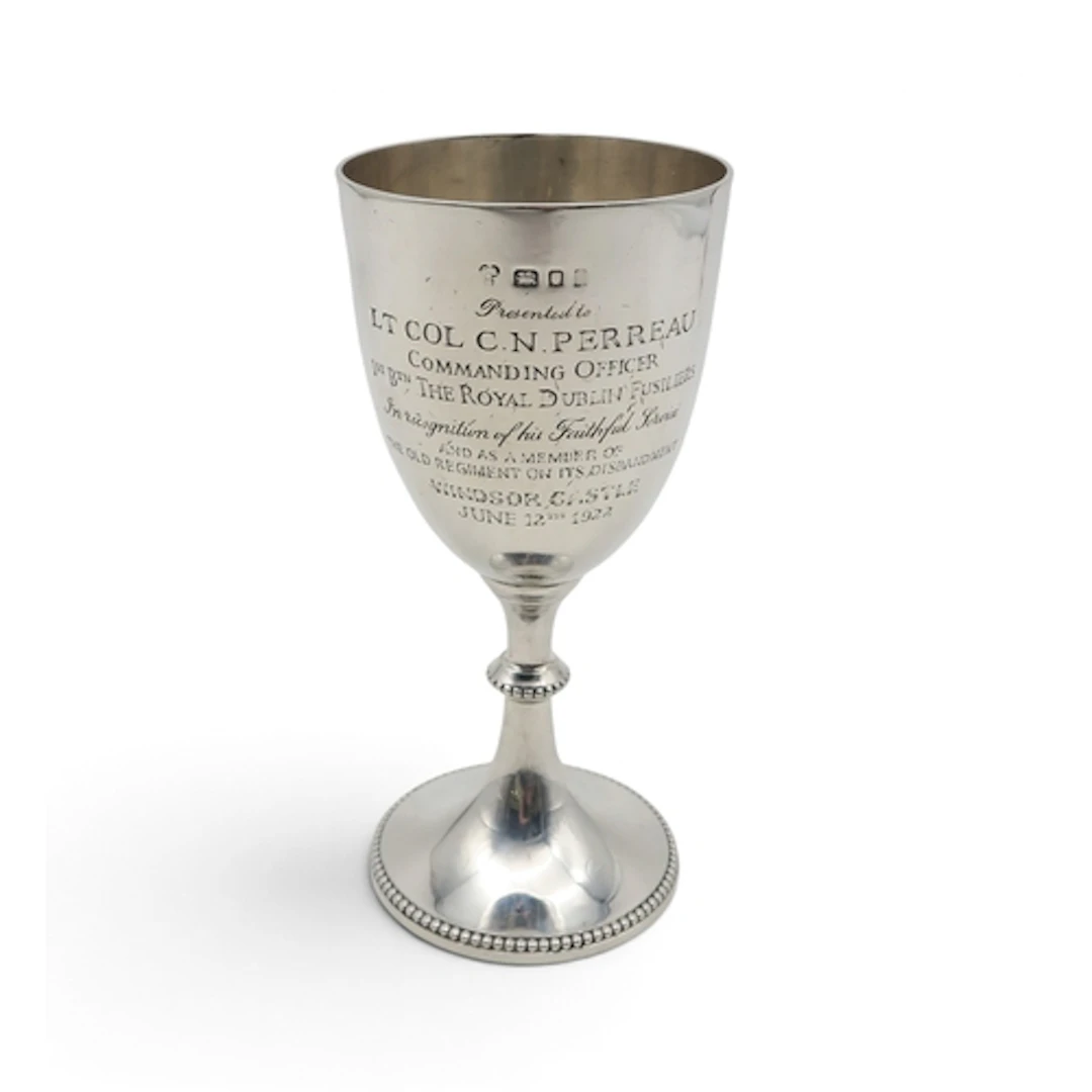The Royal Dublin Fusiliers - A silver presentation gobl...