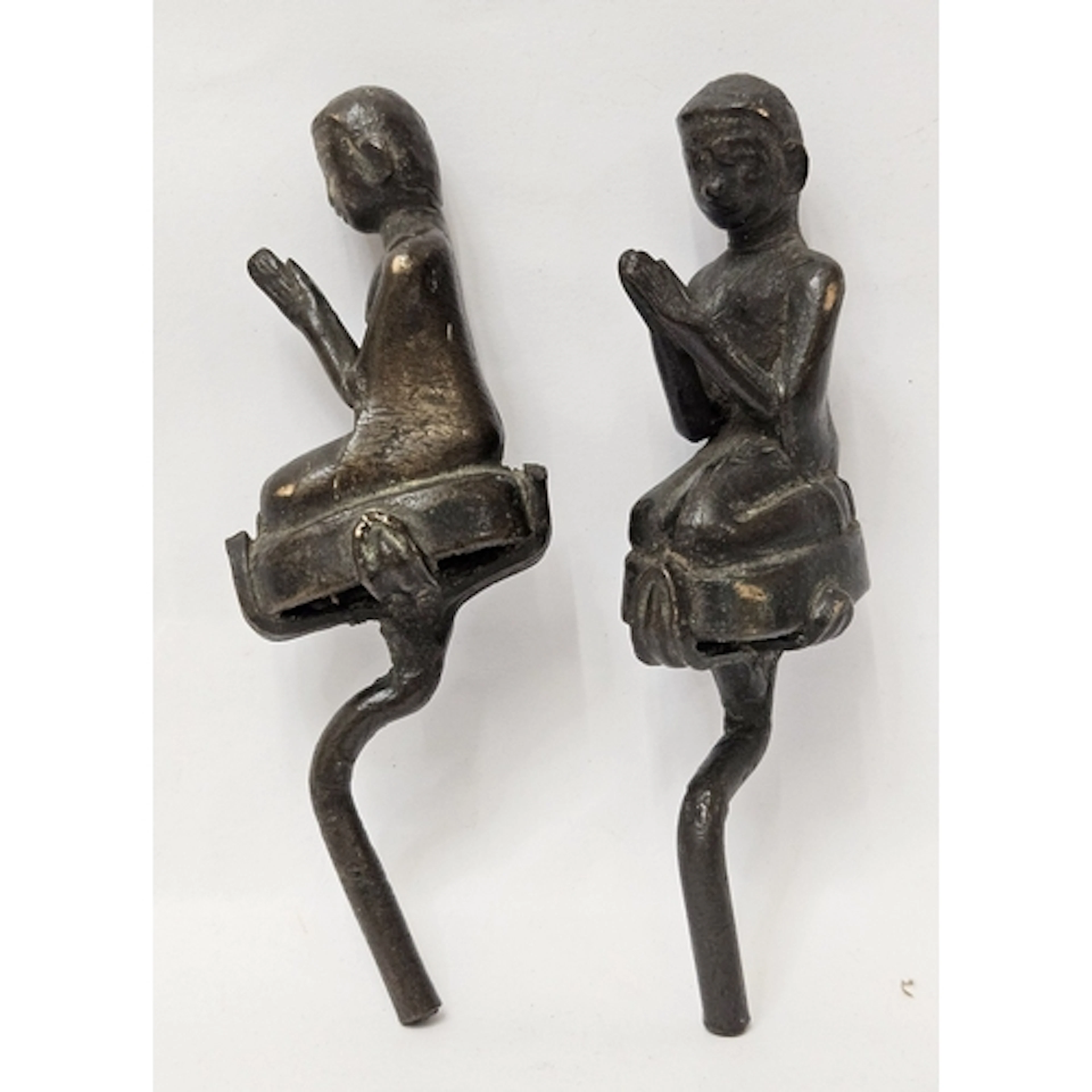 2 Antique Burmese/Thai Bronze Seated Figures, each approx. 1...