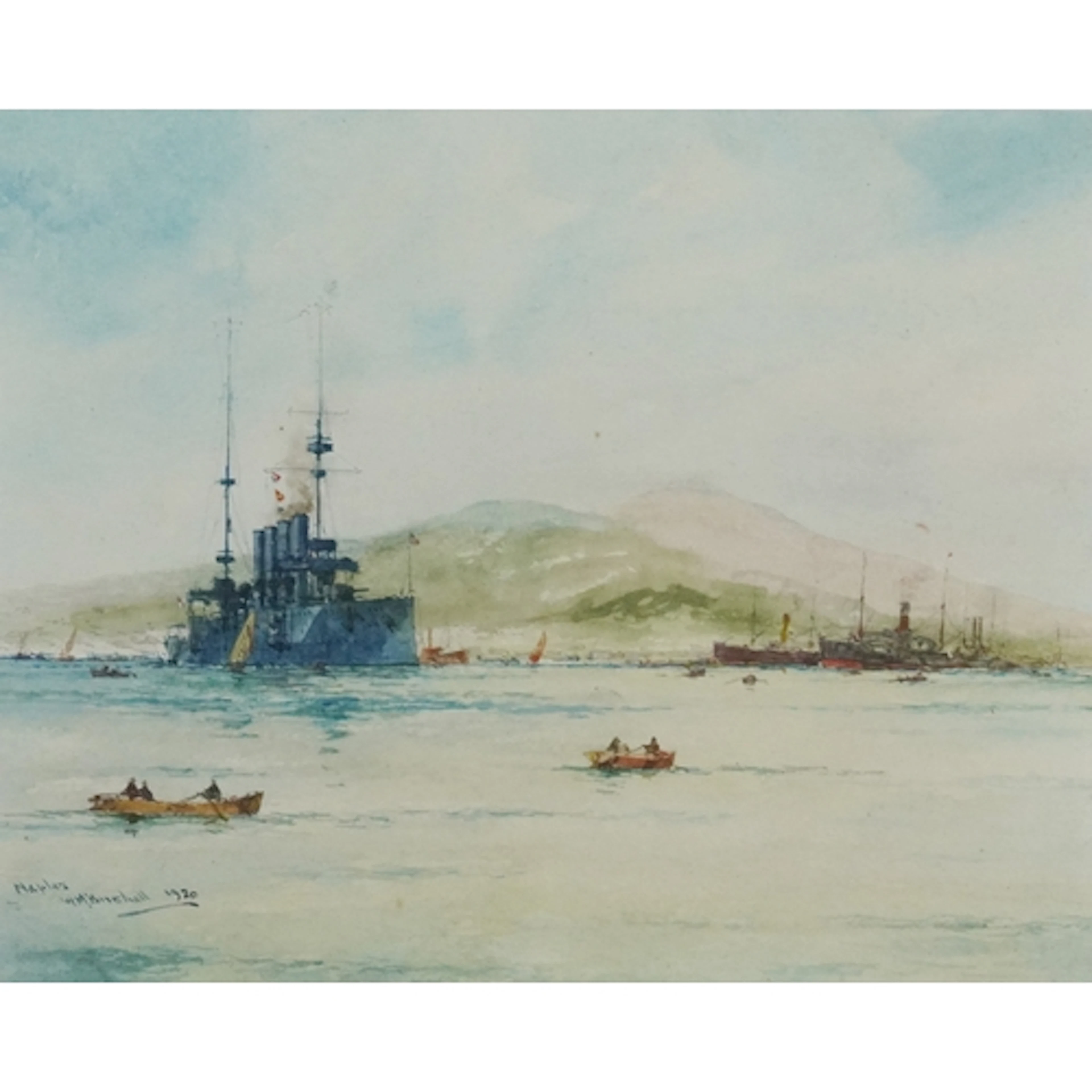William Birchall - Naval vessels in Naples, early 20th centu...
