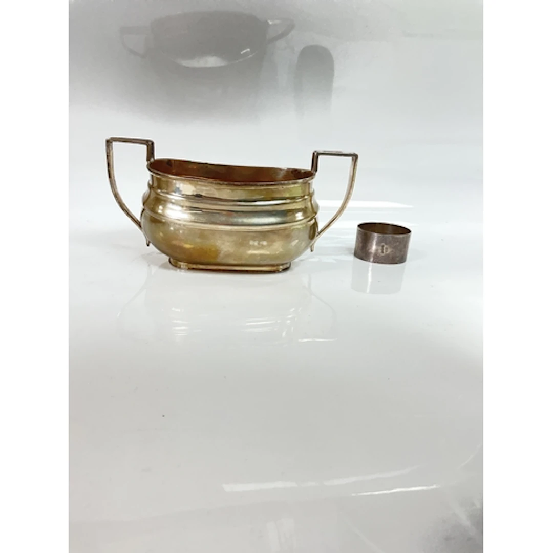 Silver TH sucrier and napkin ring 260g