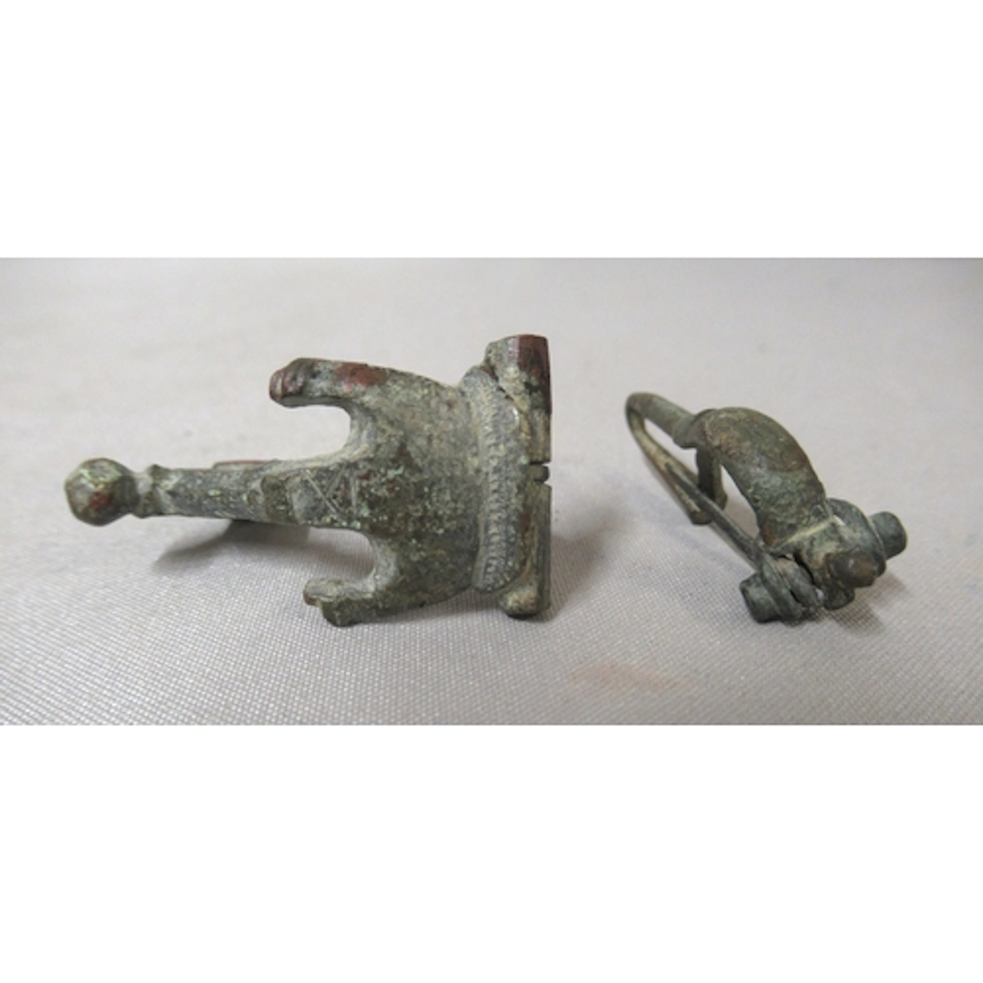 Roman bronze double phallic fertility symbol fibula brooch, ...