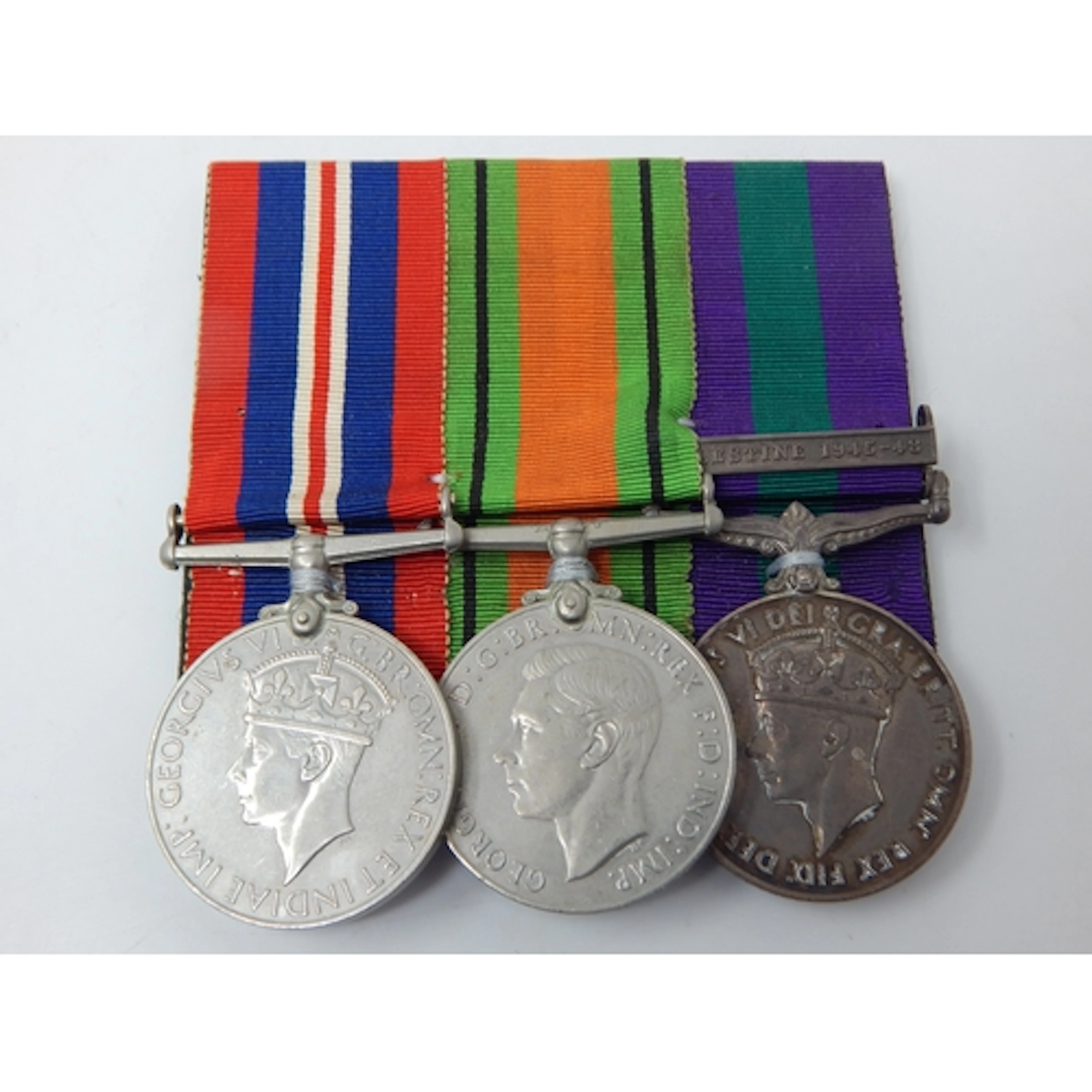 WWII Medal Group Comprising G.S.M with Palestine Clasp Award...