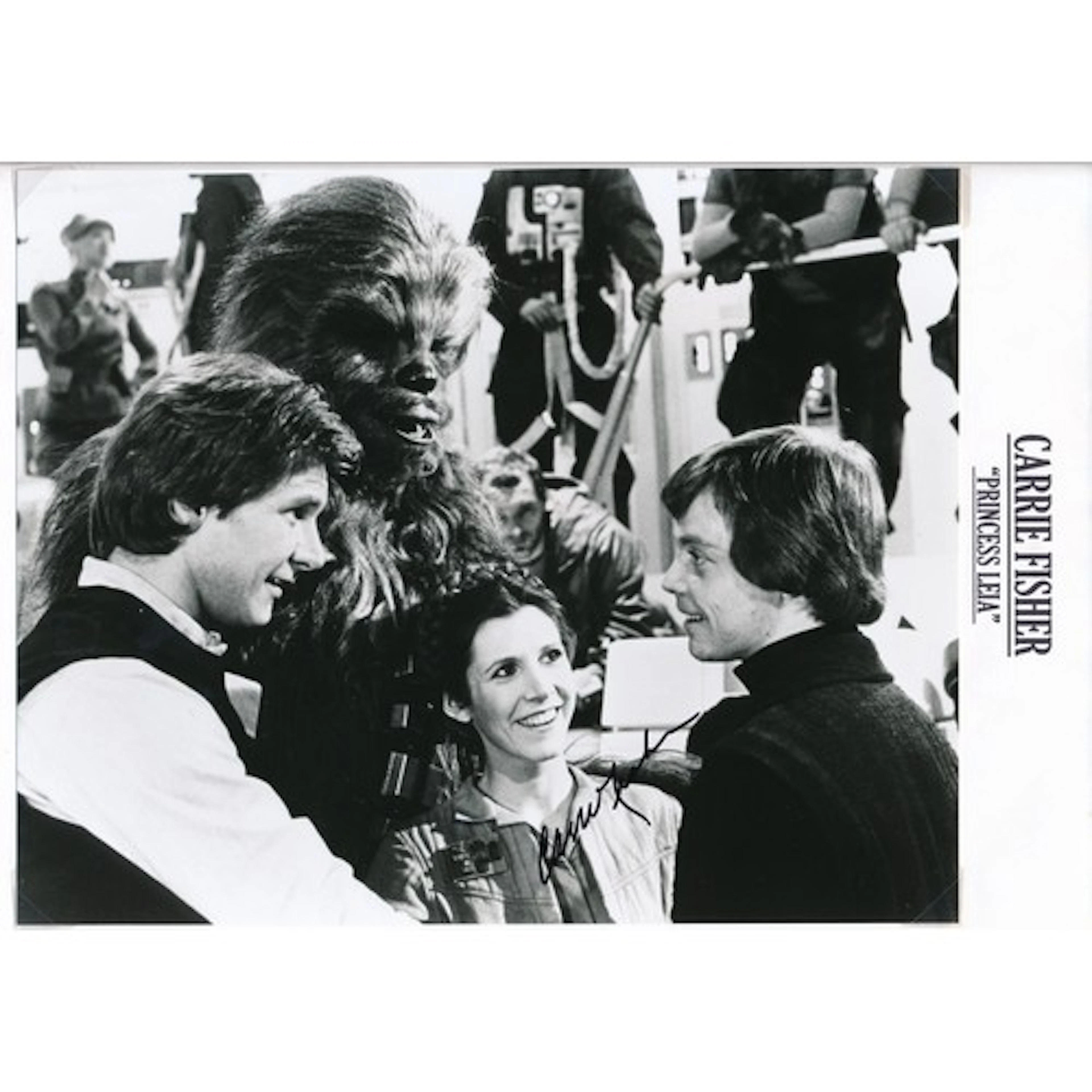 Carrie Fisher signed Star Wars Princess Leia black and white...