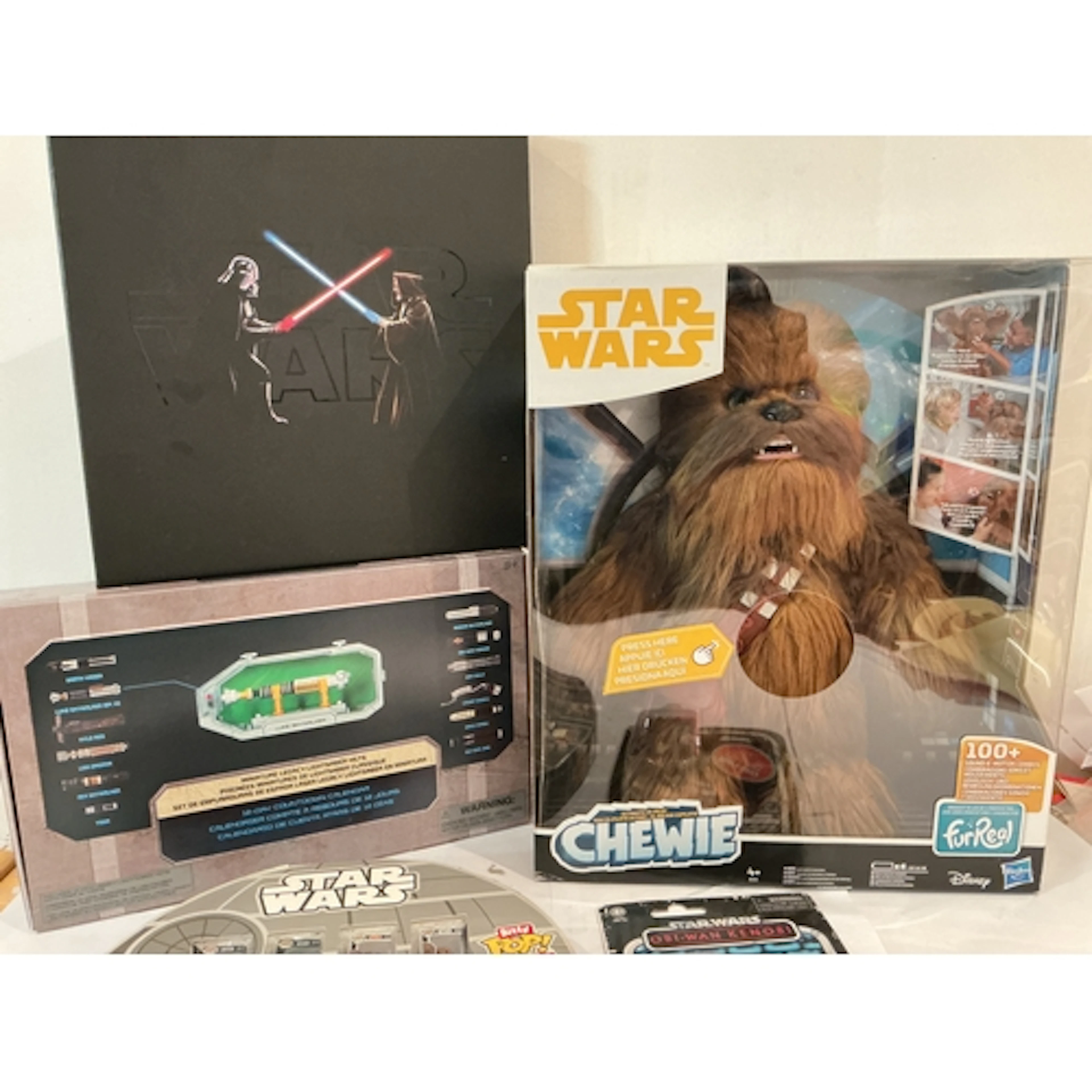 A Hasbro Talking Chewie, Star Wars Calendars, Mini Funko Etc...