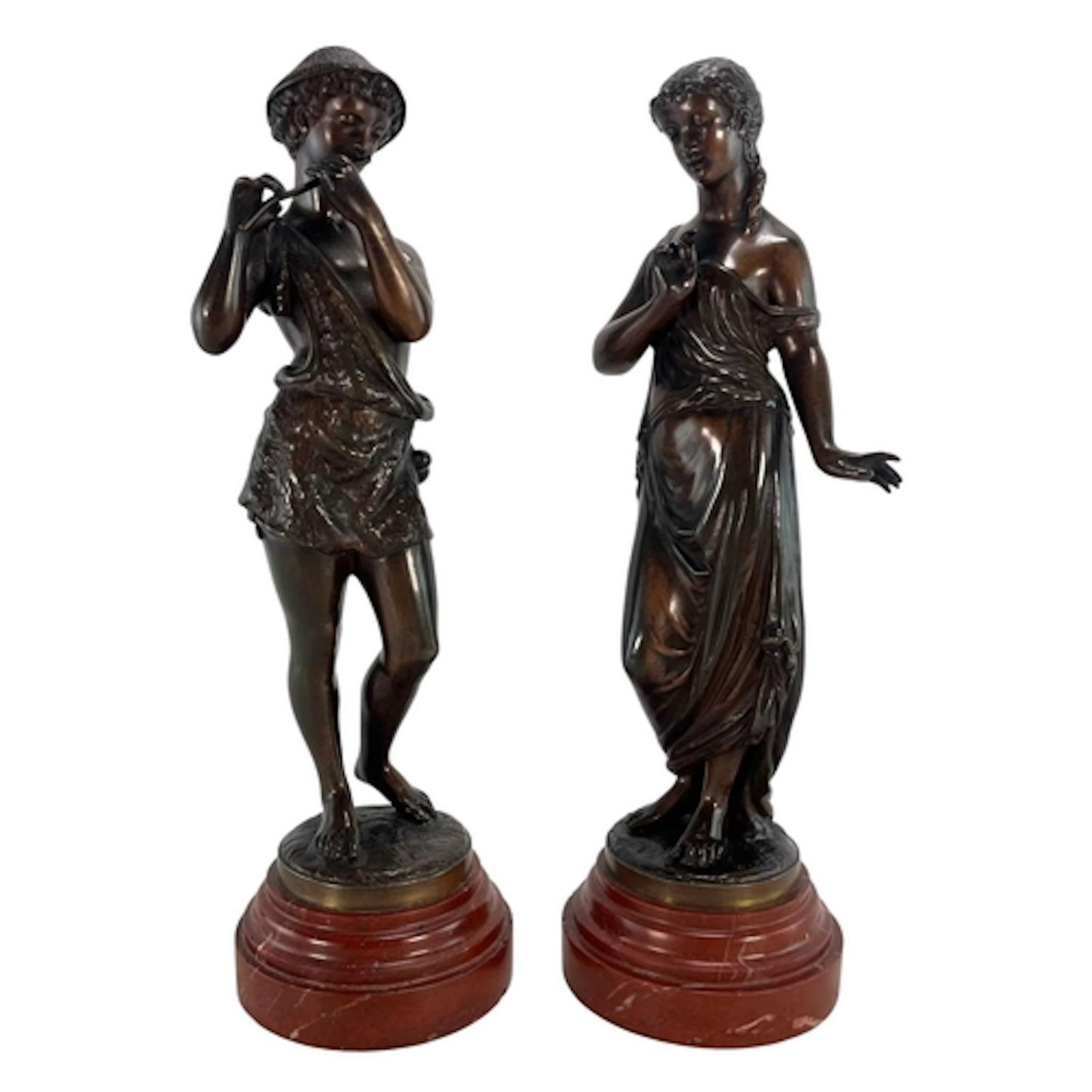Two Victorian 19th century bronze sculptures modelled as a y...
