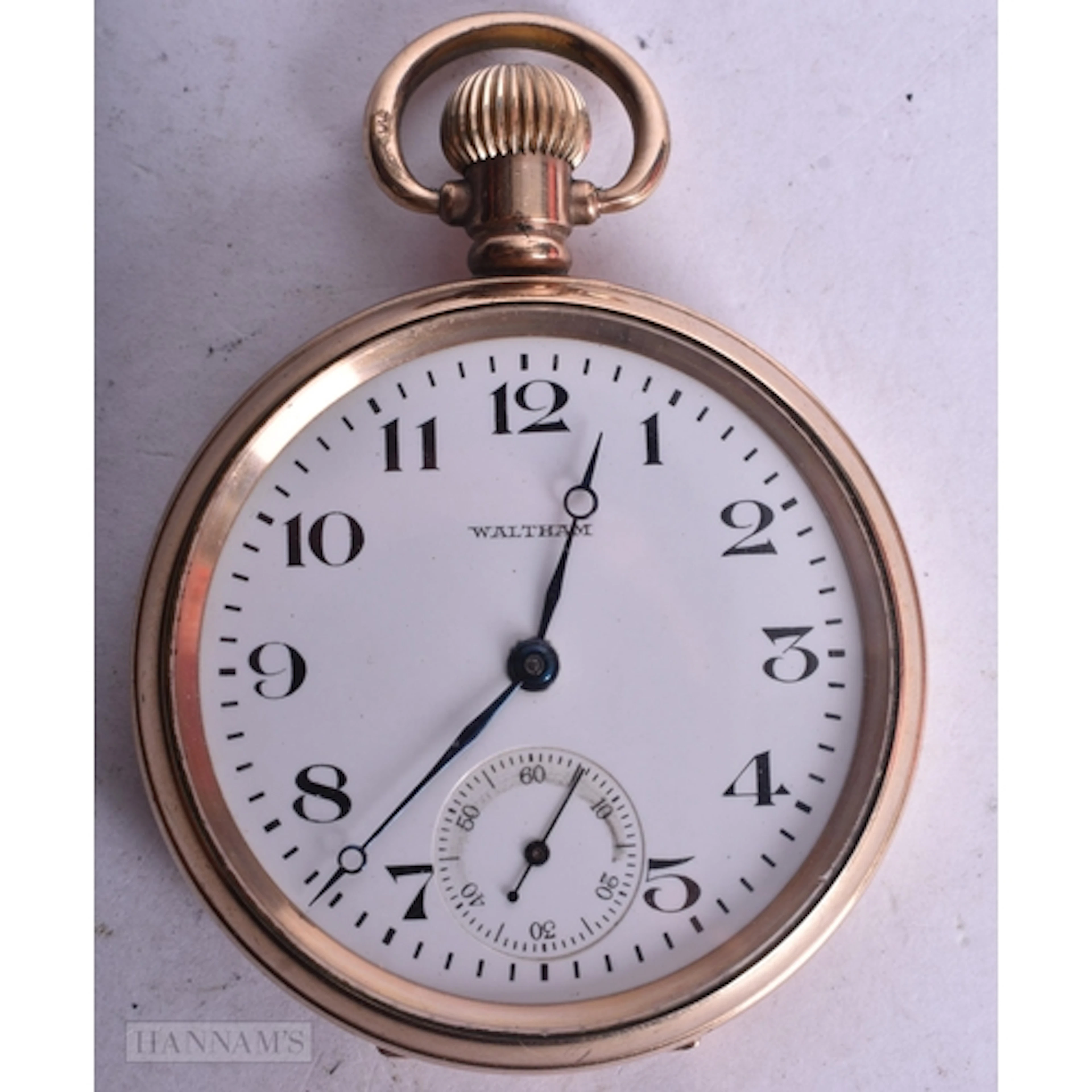 Waltham Rolled Gold Open Face Pocket Watch Hand Wind Working...