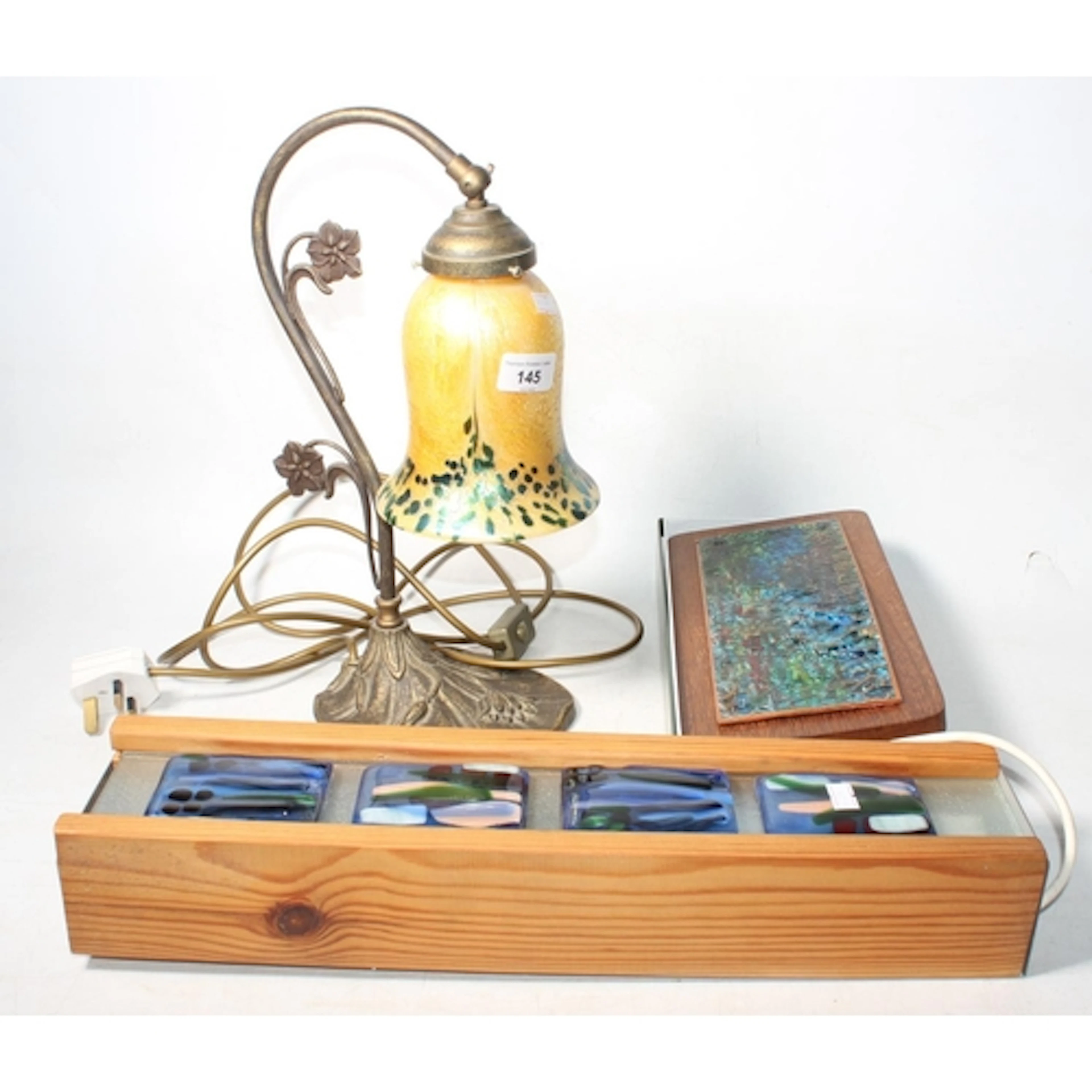 Art Nouveau style table lamp with Ditchfield style Art Glass...