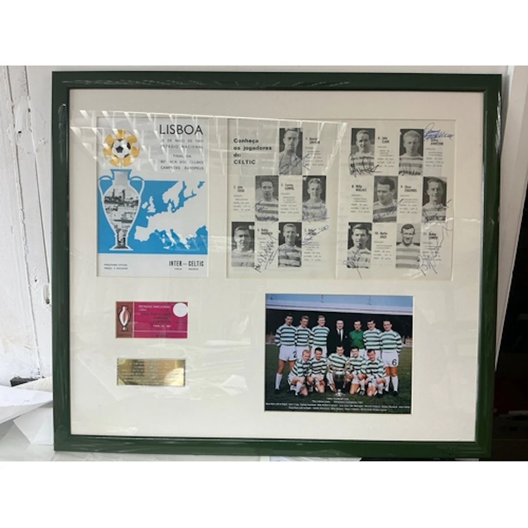1967 Celtic Lisbon Lions Fully Signed Framed Display: Progra...