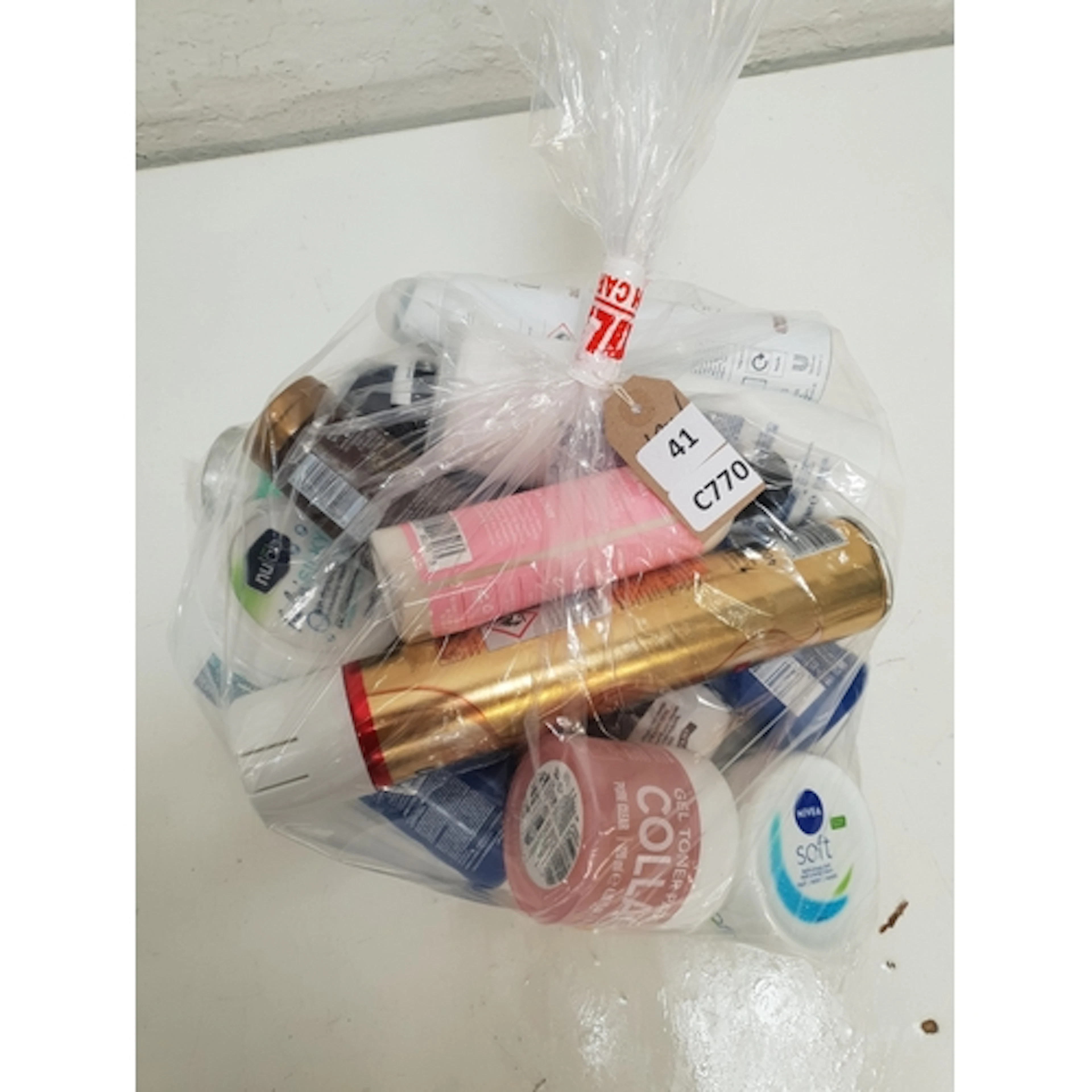 ONE BAG OF COSMETICS AND TOILETRIES including Nivea, Dove, ...