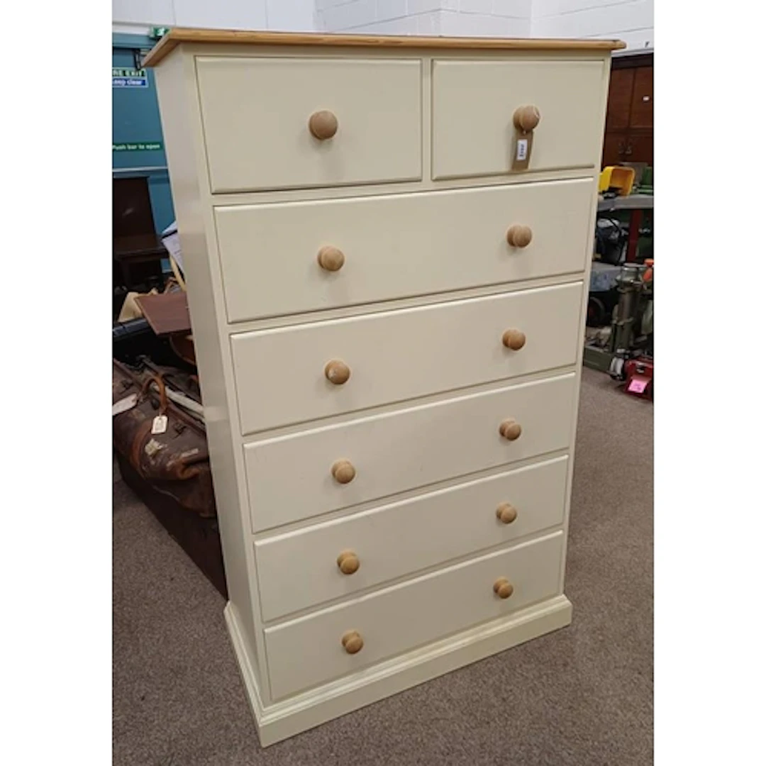 GILLERSON FURNITURE GROUP PAINTED CREAM & PINE CHEST OF 2 SH...