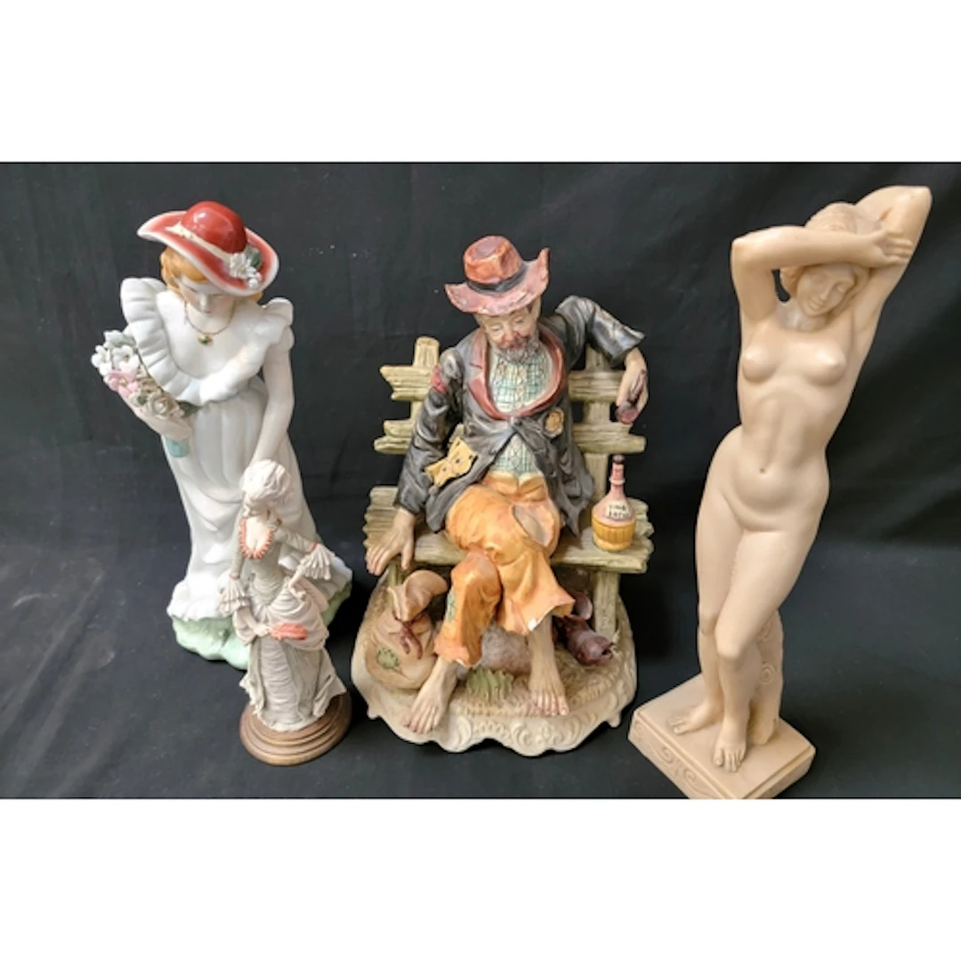 COLLECTION OF LARGE DECORATIVE FIGURES including 'Vino Ross...