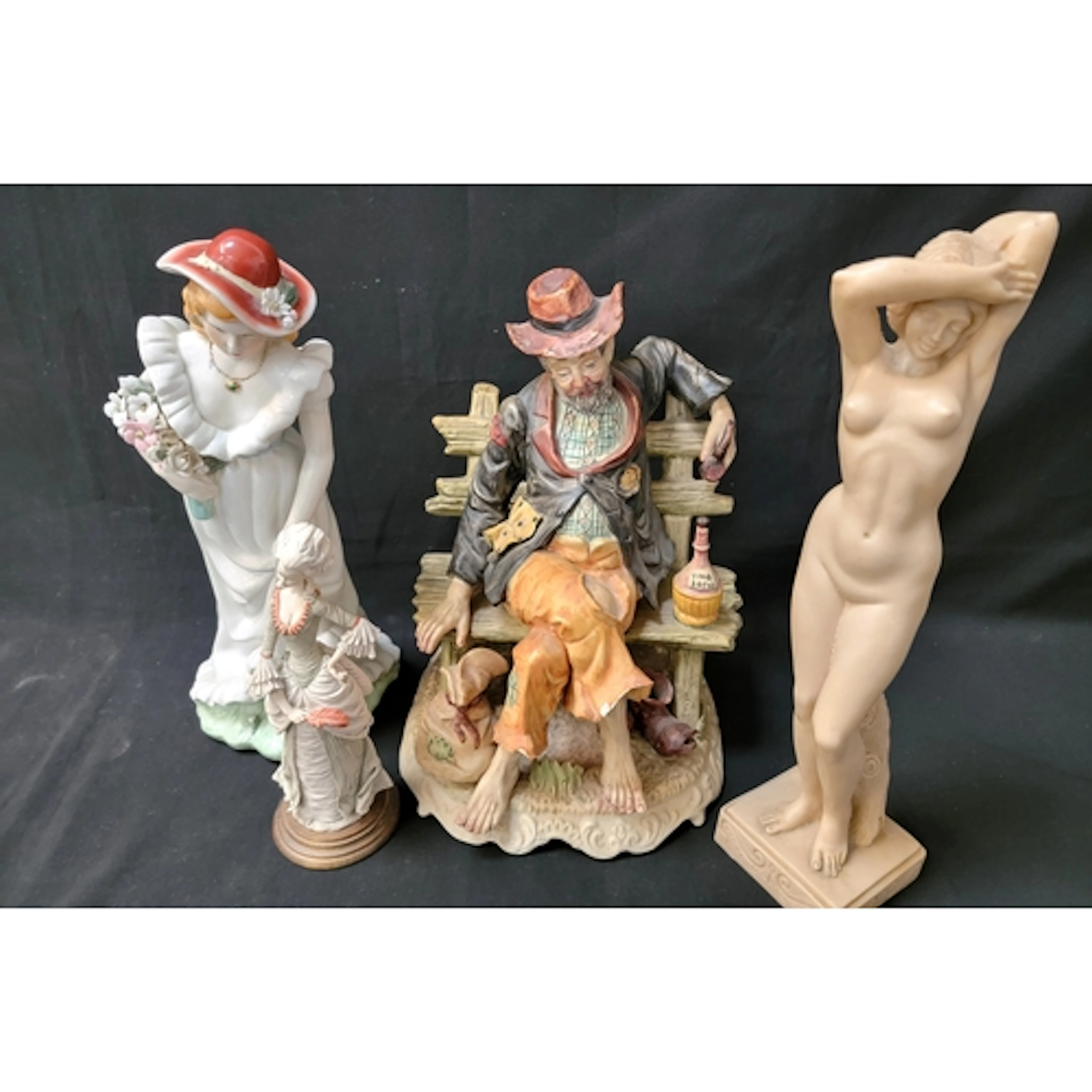 COLLECTION OF LARGE DECORATIVE FIGURES including 'Vino Ross...