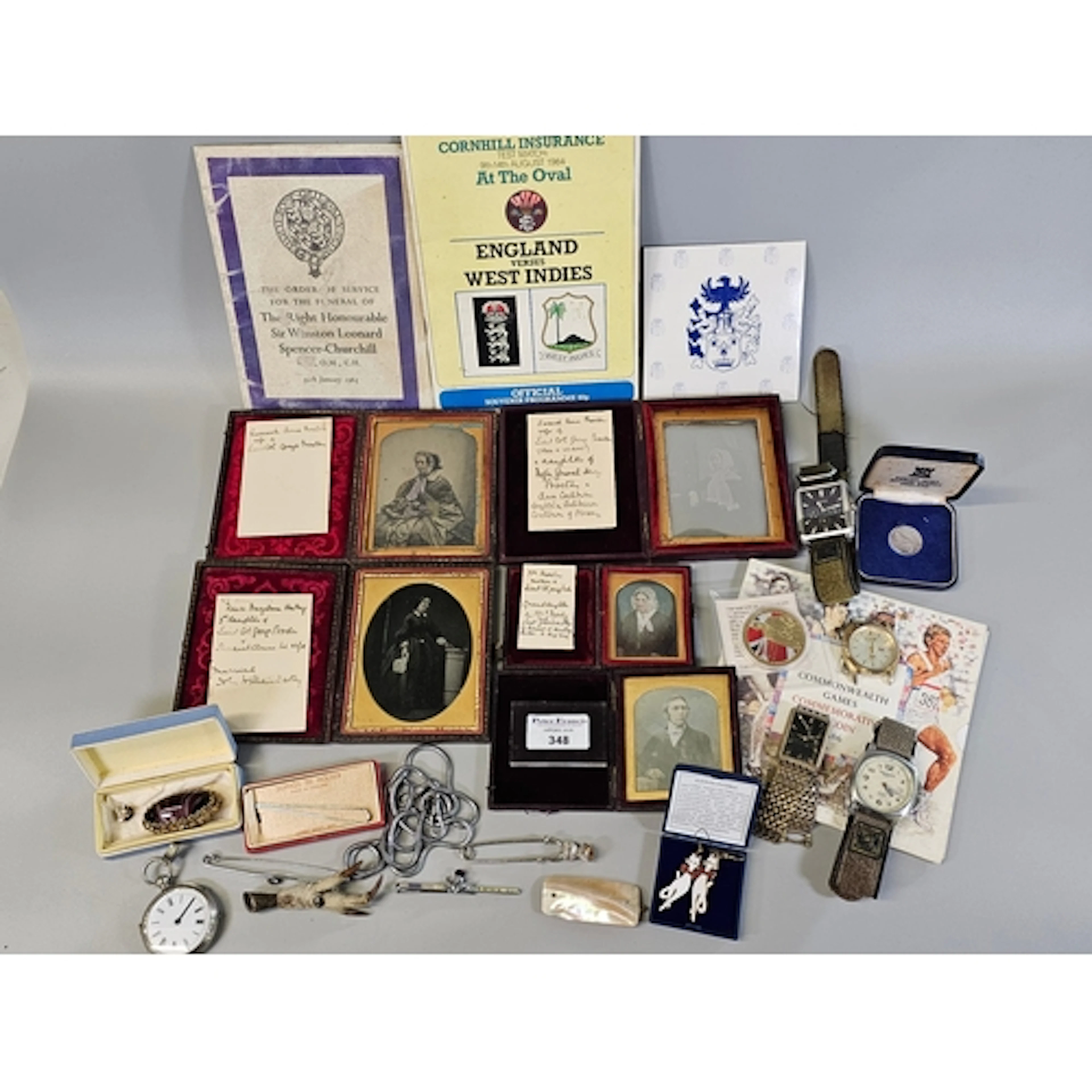 Box of oddments to include: Victorian cased daguerreotype po...