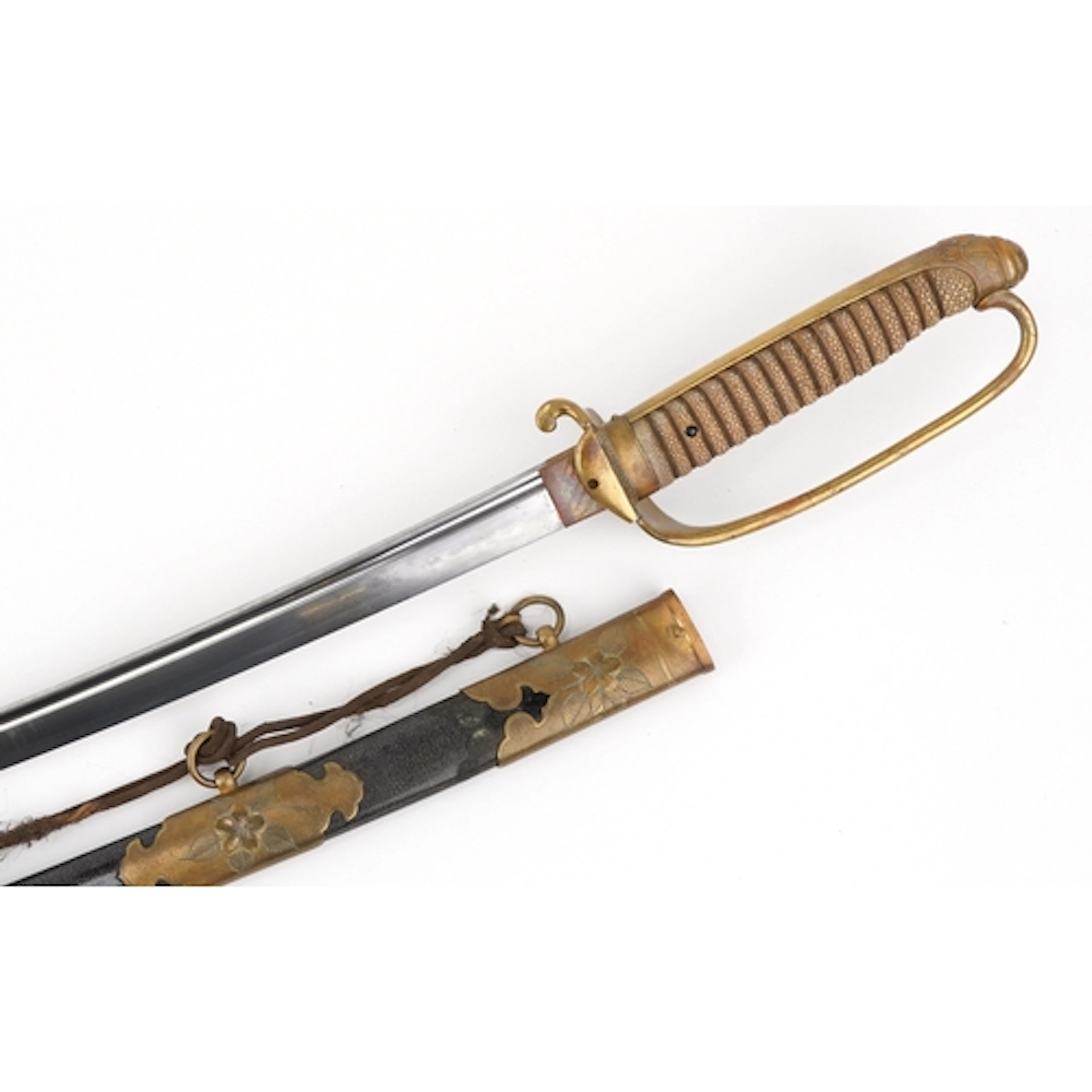 19th century Japanese naval interest katana sword and scabba...