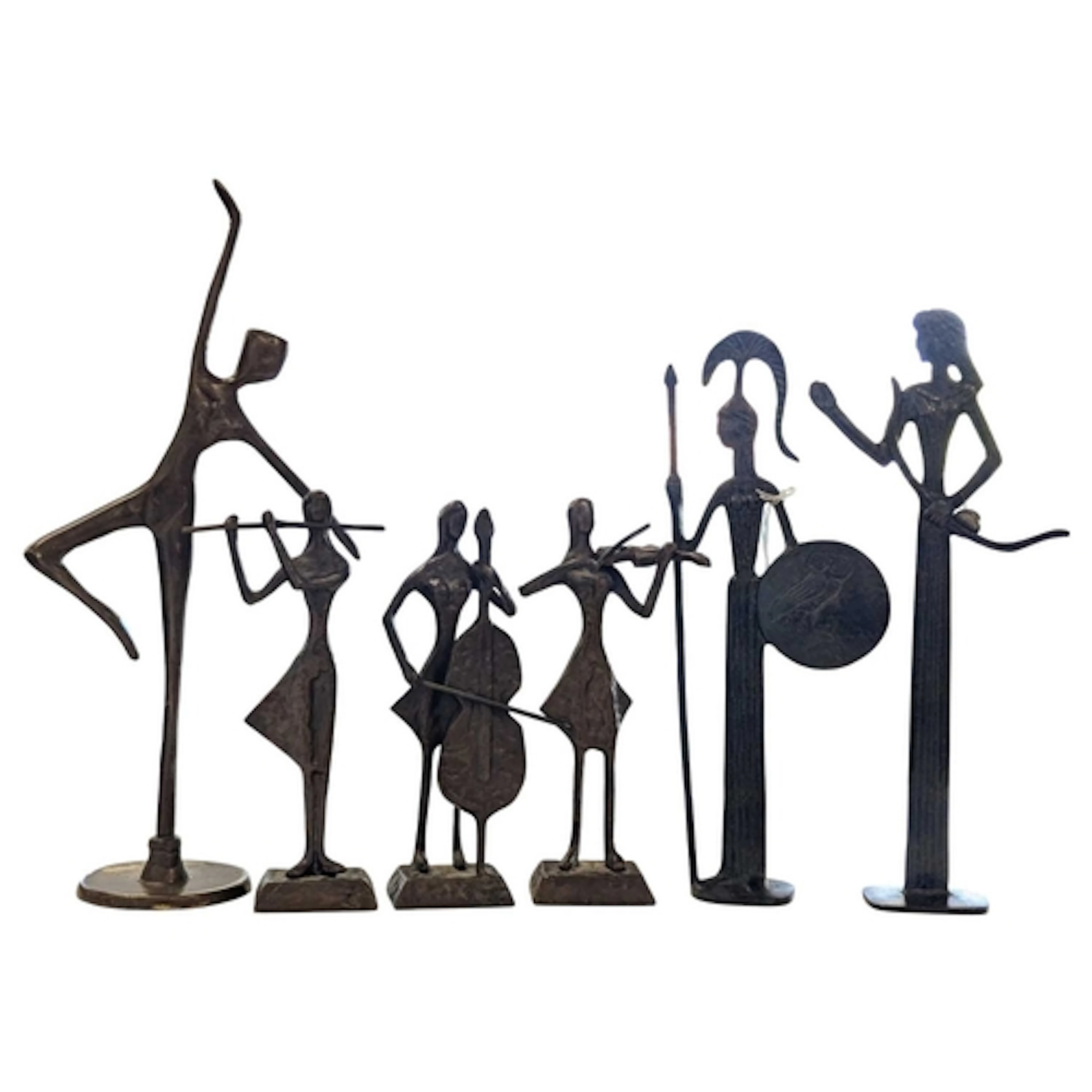 Six vintage 20th century metal abstract sculptures. Includin...