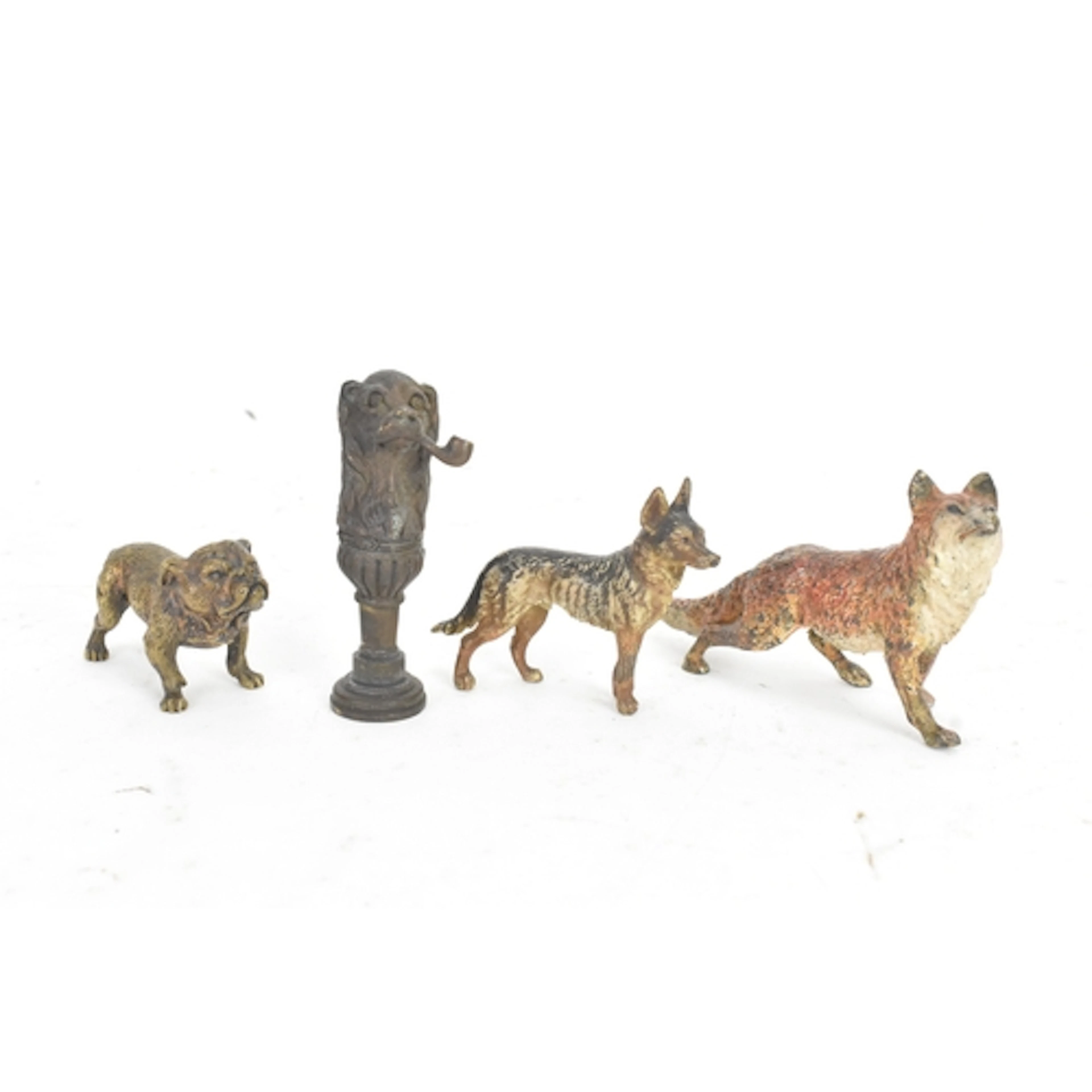 A collection of four bronze small animal ornaments, late 19t...