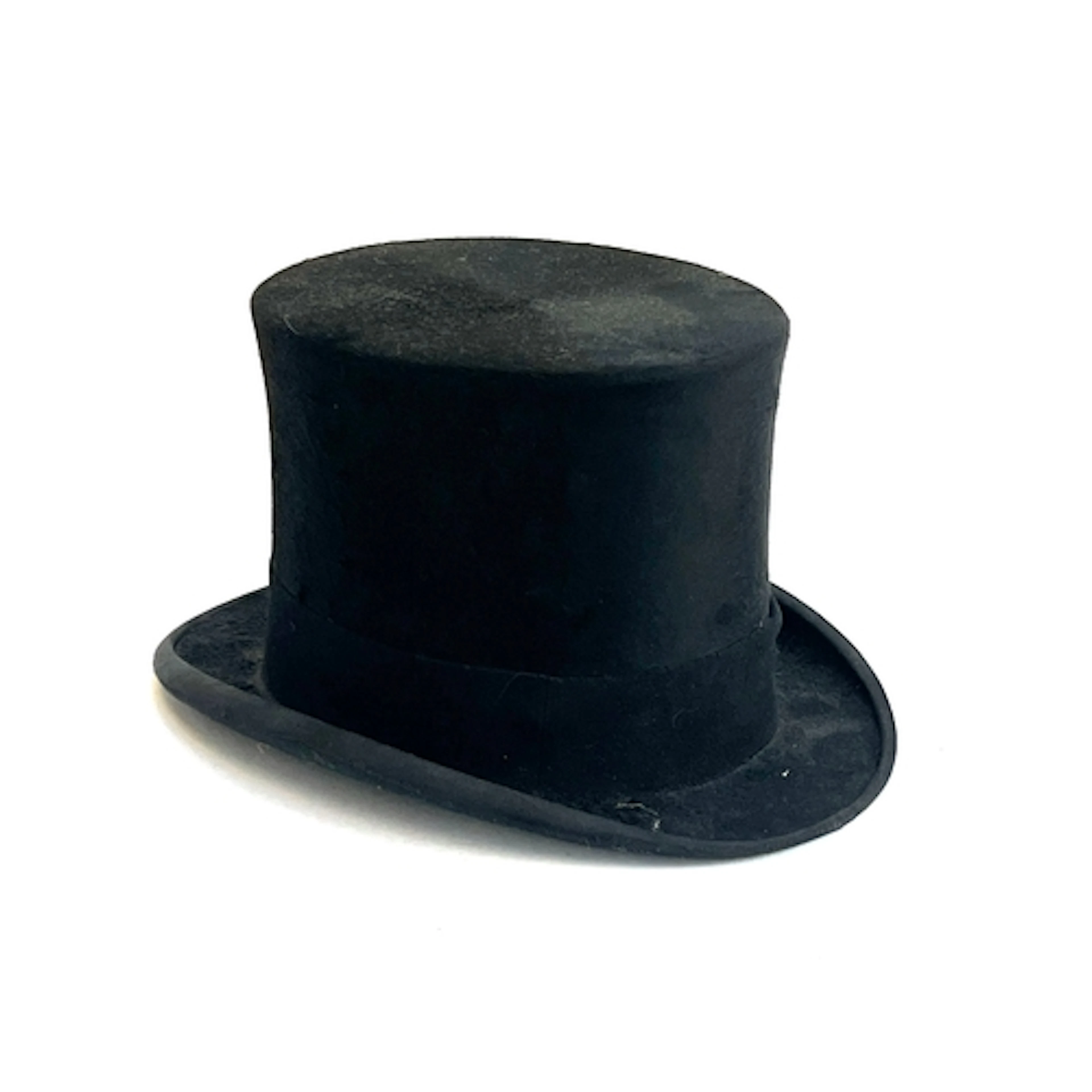 A black silk top hat by Lock & Co St. James, 7 3/4" front to...
