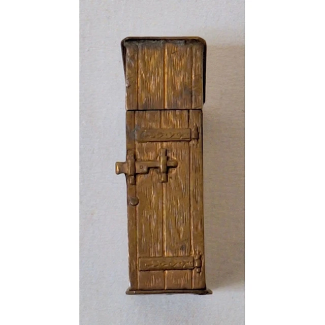 Antique Brass Novelty Vesta Case in the form of an outside t...