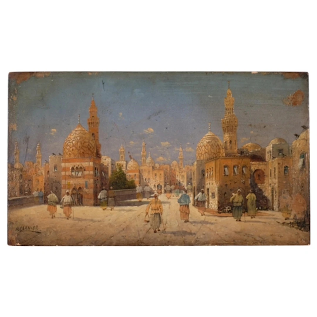 Karl Kaufmann (1843 - 1902/05), street scene Hyderabad, oil ...