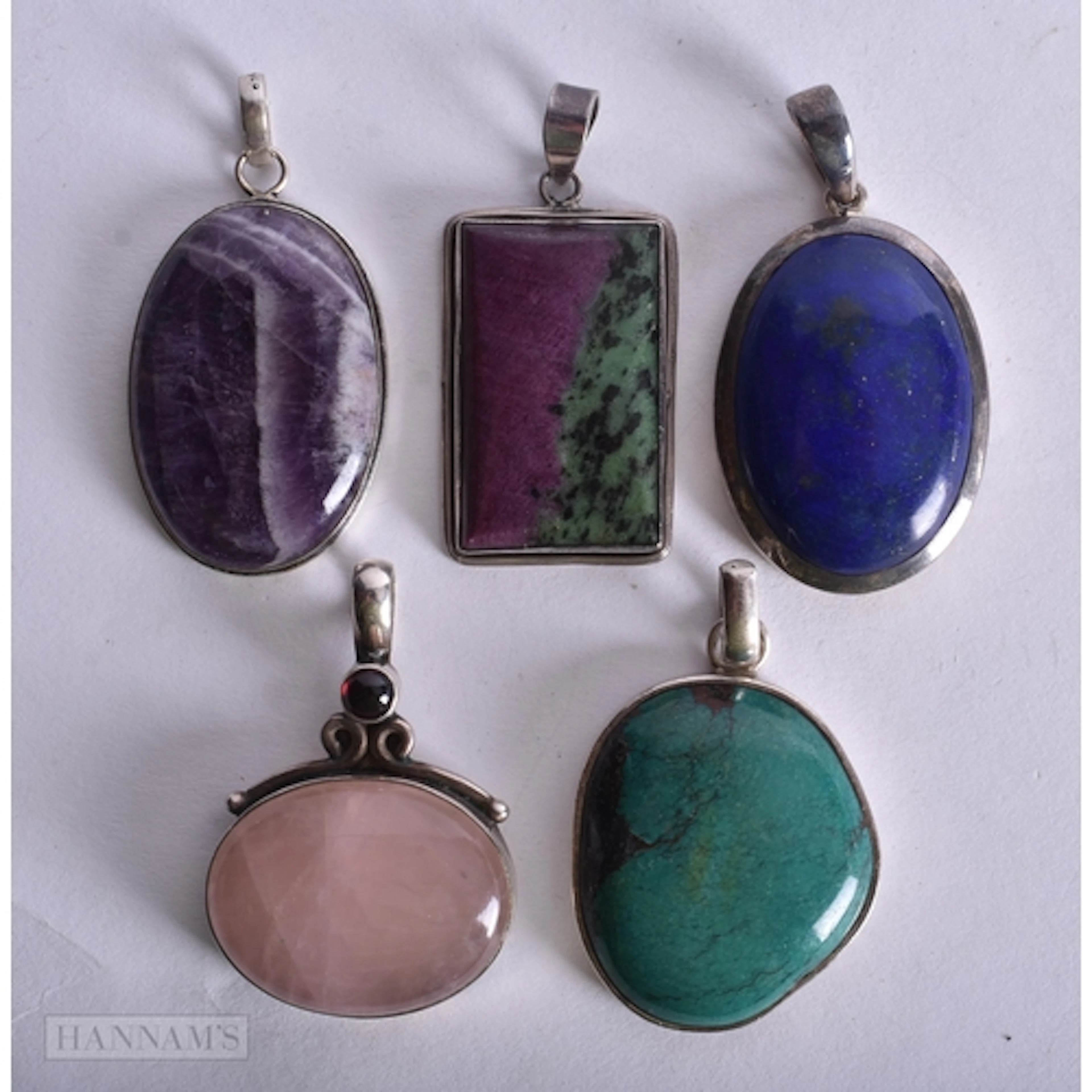 Collection of Sterling Silver Gemstone Pendants inc. Ruby Zo...