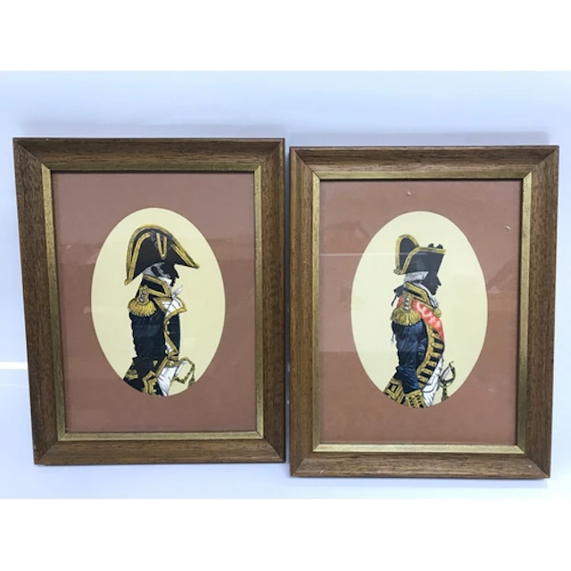 pair of framed vintage reproduction silhouette prints depict...