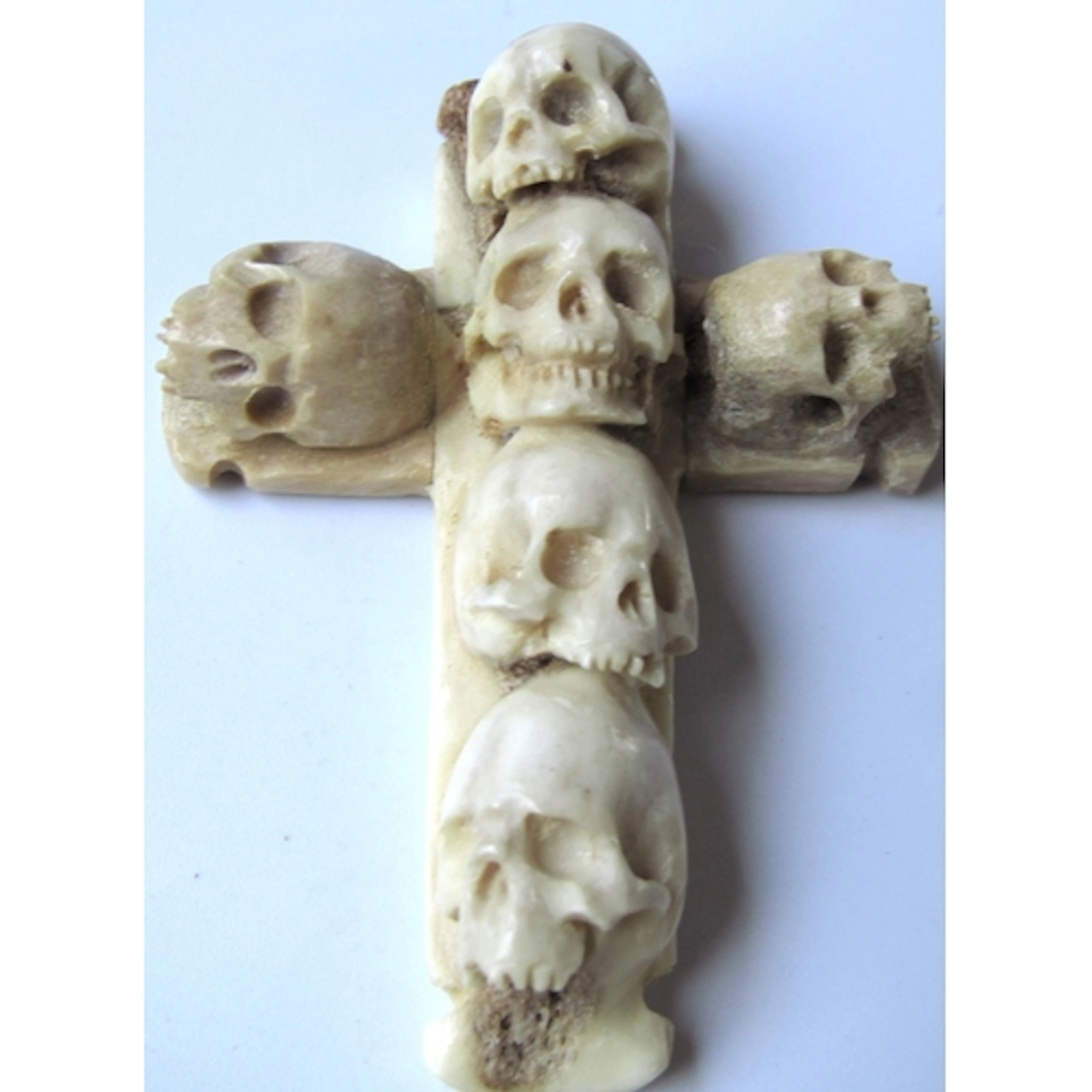 Carved Bone Momento Mori Crucifix Approximately 9cm High