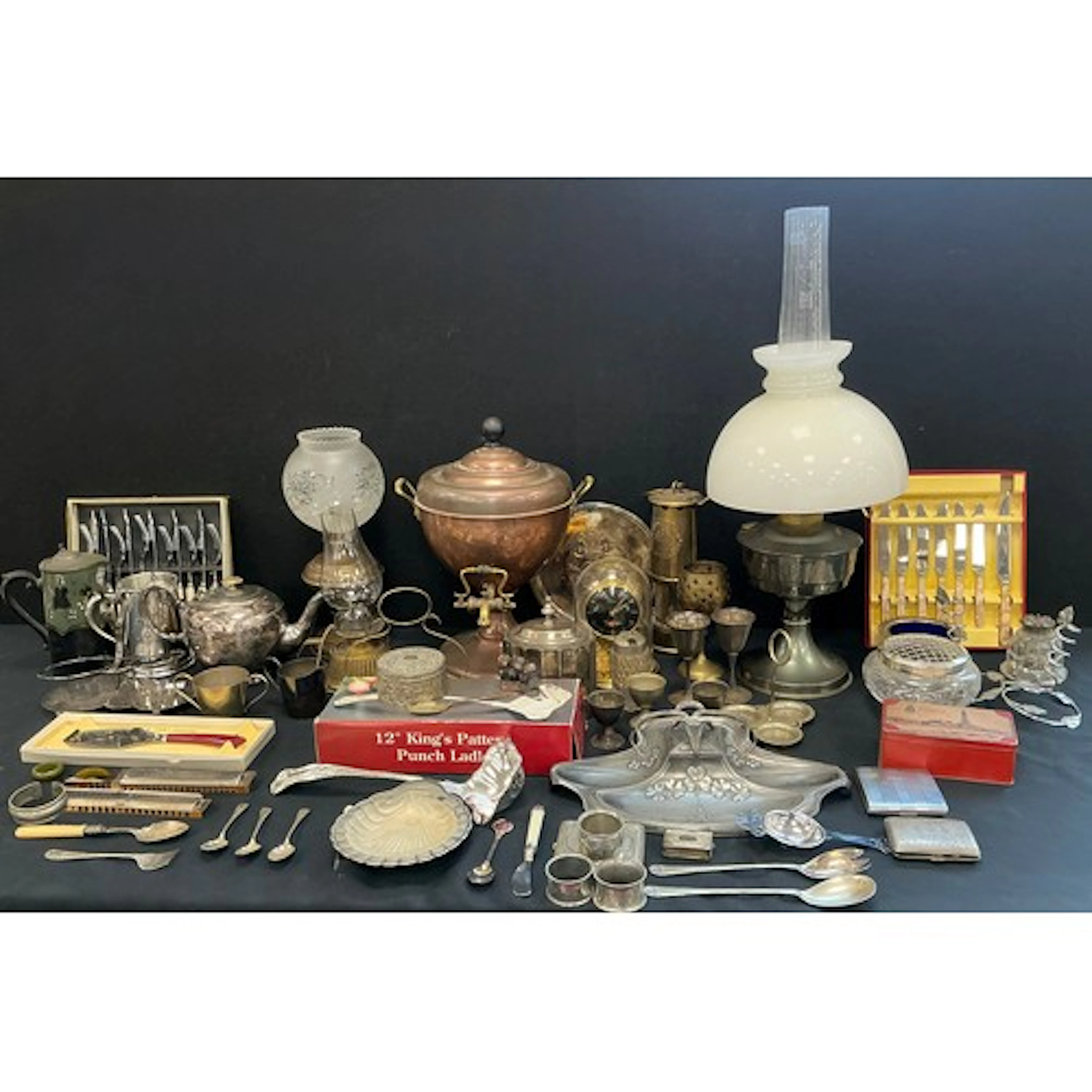 Plated and other metalware - a plated Art Nouveau style inkw...