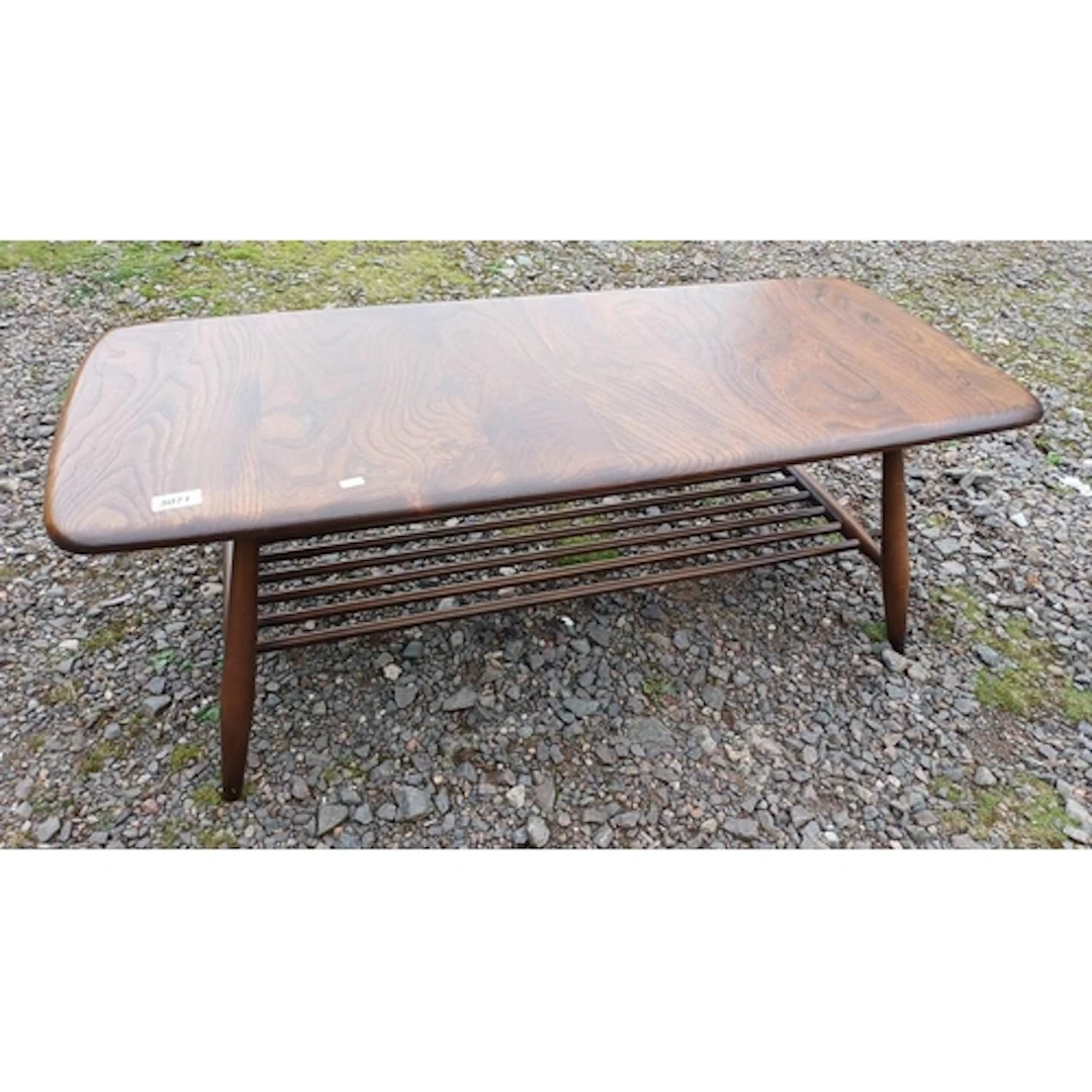 ERCOL ELM RECTANGULAR COFFEE TABLE, 105CM LONG