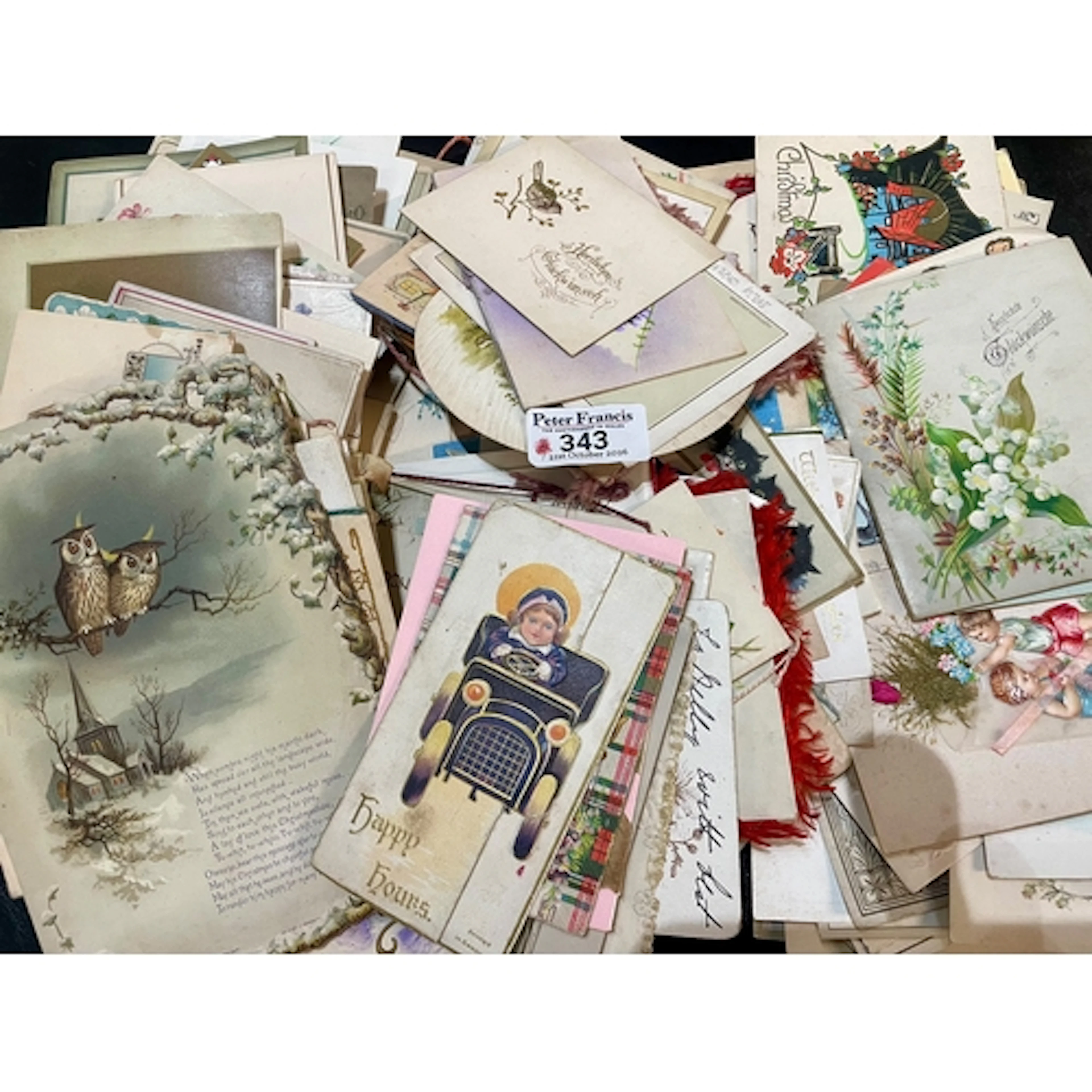 Shoebox with collection of vintage Birthday cards plus a few...