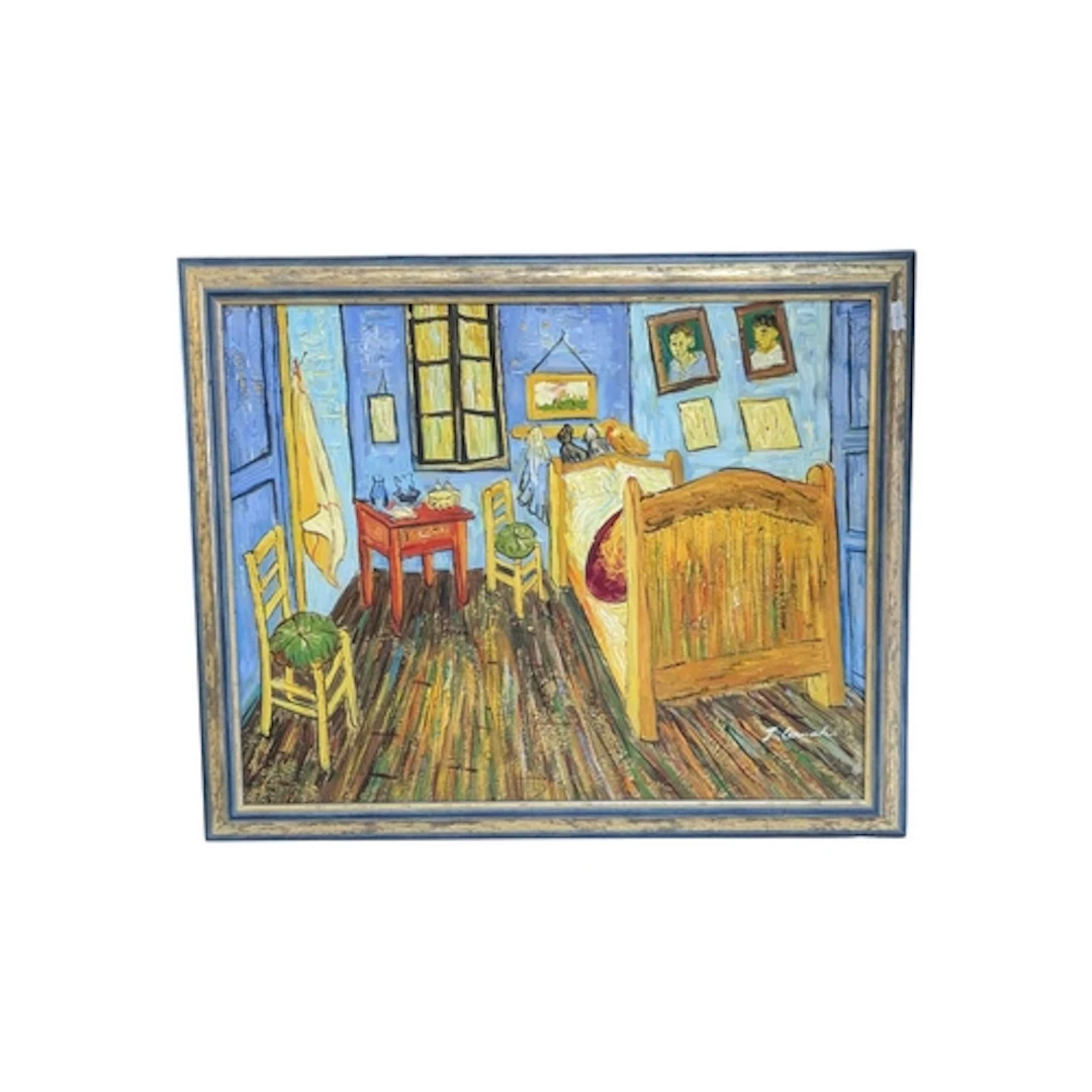 Van Gogh reproduction oil on board painting titled Bedroom i...